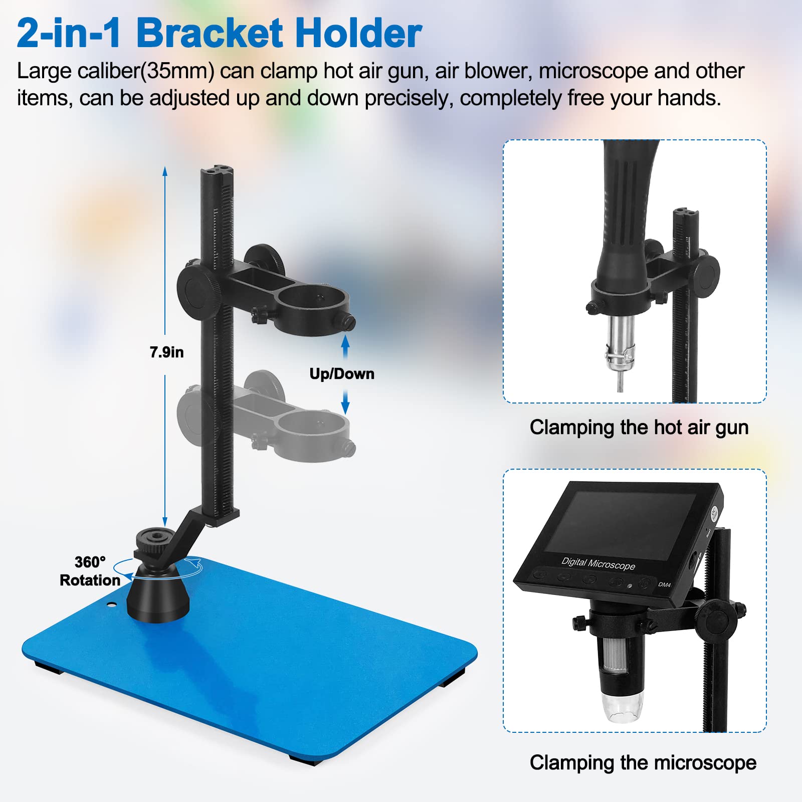 Magnetic Soldering Helping Hands with 2-in-1 Heat Gun Holder & Flexible Arms - Third Hand Tool for Welding, PCB Repair, Hobby Crafts - Perfect for Electronics Workbench & DIY Projects