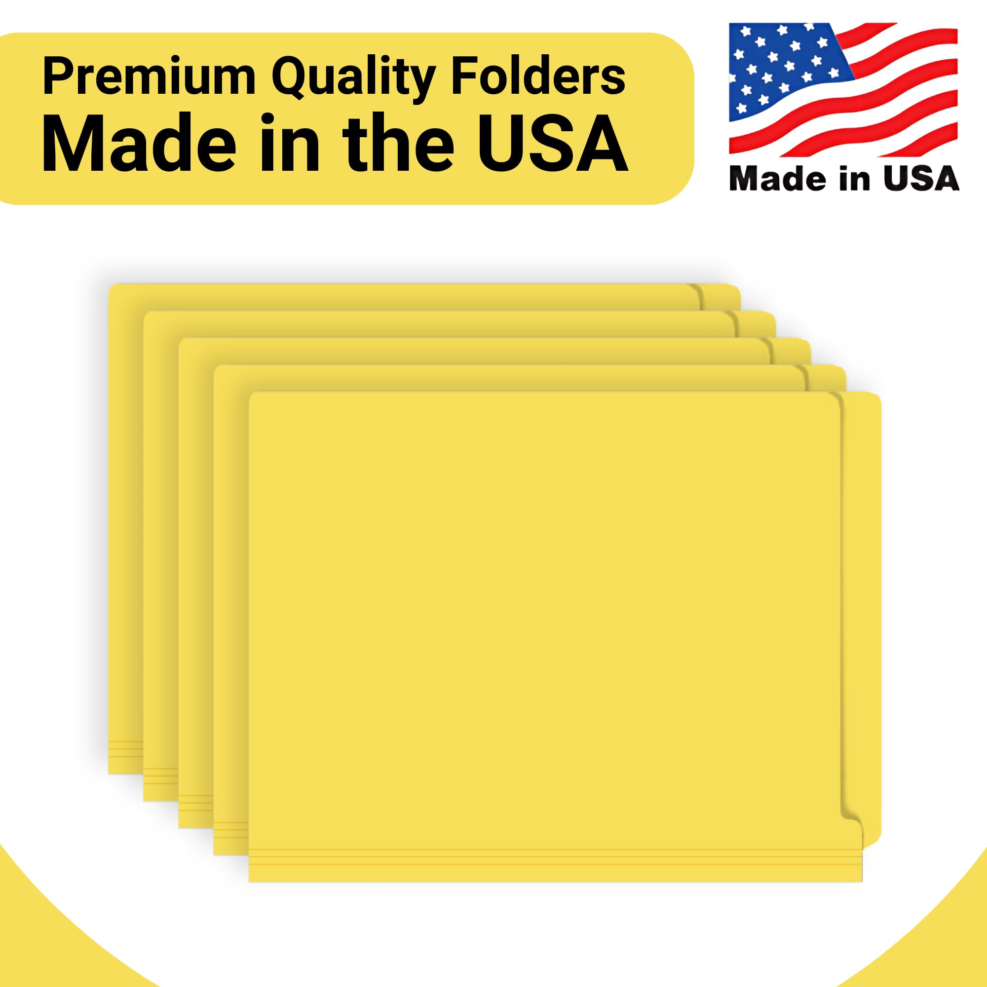 250-Pack Yellow Letter Size File Folders - 14pt Reinforced End Tab with 2