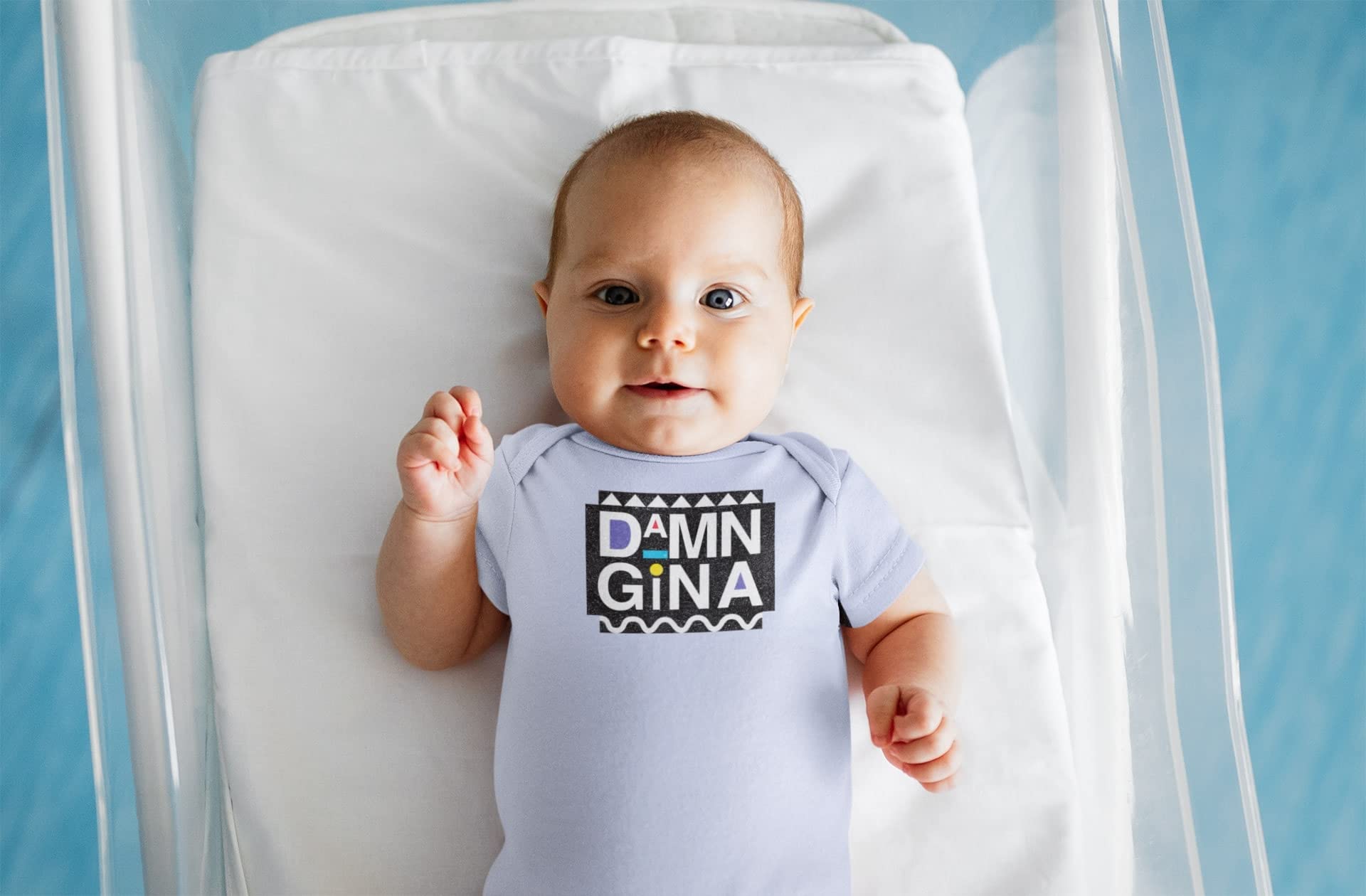 Pop Threads Damn Gina Baby Bodysuit - Retro 90s Funny Infant Onesie for Boys & Girls | Cute Newborn Gift, Baby Shower Present & 90s Nostalgia Outfit