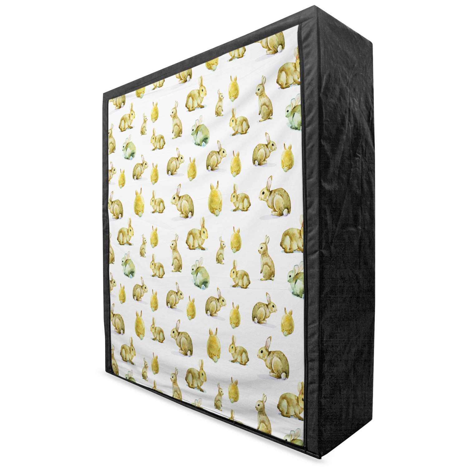Ambesonne Watercolor Fabric Wardrobe - Portable Bunny Rabbit Easter Pattern Pet Closet Organizer with Shelves, 59