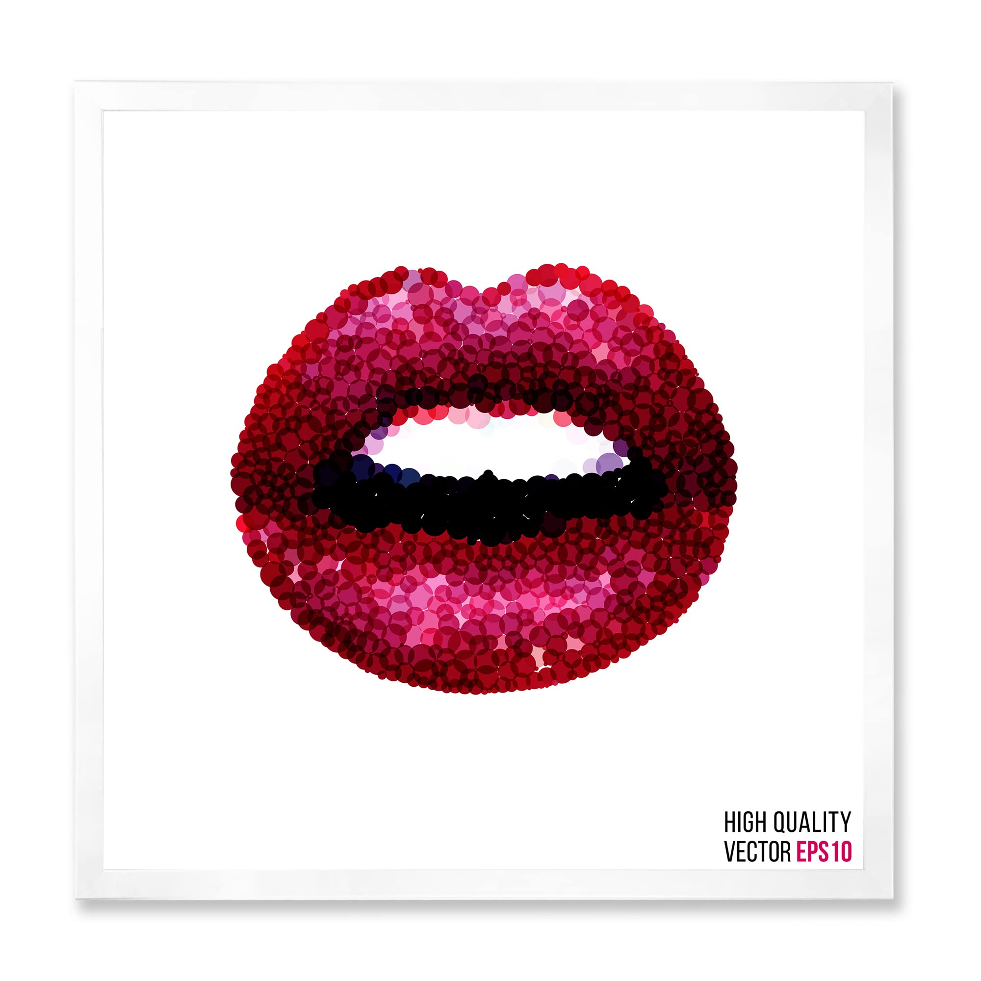 DesignQ Modern Framed Wall Art - Sexy Red Woman Lips Painting for Living Room, Bedroom & Office Decor - Contemporary Home Decoration Gift Idea