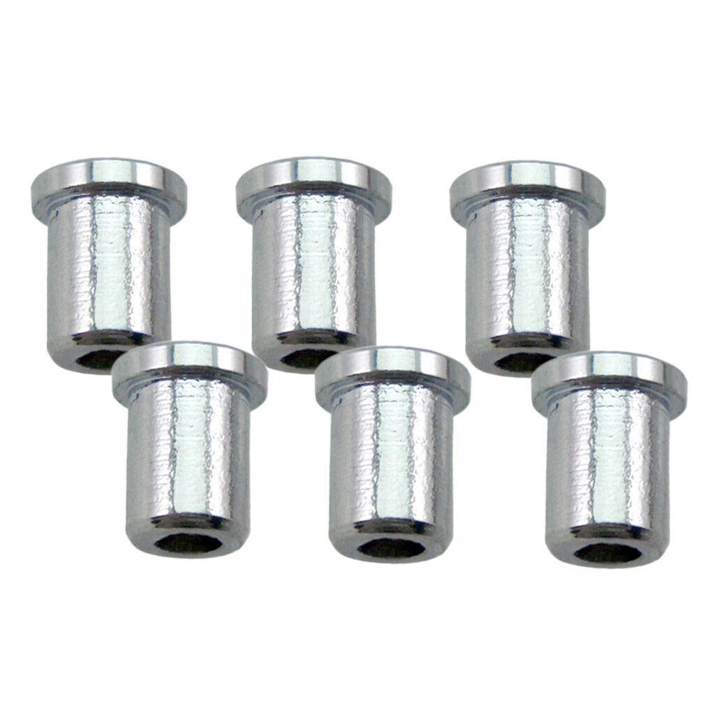 6X Guitar String Mounting Ferrules - Thru Body Bushing for Guitar & Bass (Silver) - Perfect for DIY Guitar Repair & Custom Builds