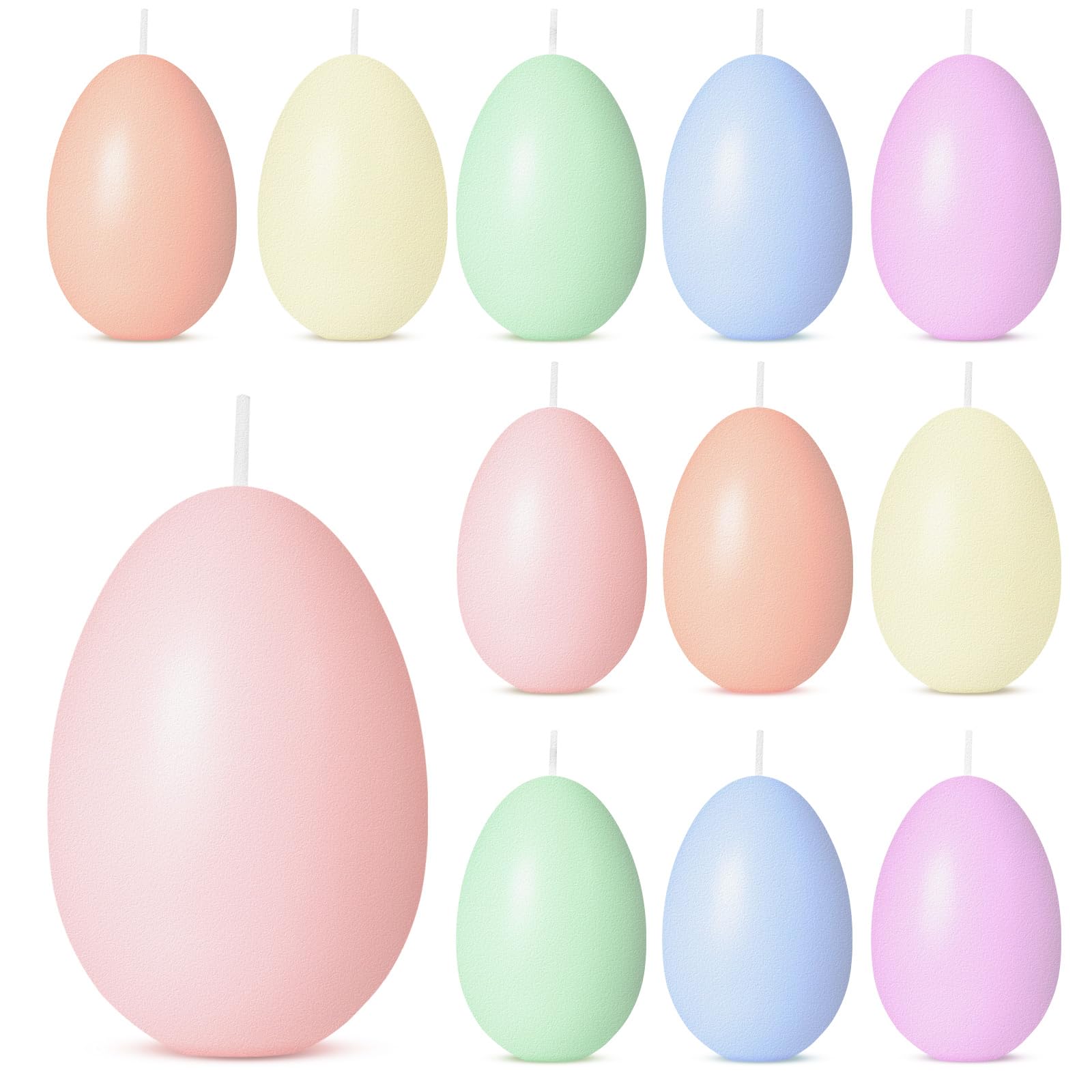 12 Pcs Easter Egg Votive Candles - 1.8'' x 2.4'' Unscented Colored Egg Shaped Tealights, Smokeless Flameless Candles for Easter Party Decorations, Home Decor, Table Centerpieces (Macaron Style Pastel Colors) - Perfect for Spring Celebrations, Wedding Favors & Holiday Tablescapes