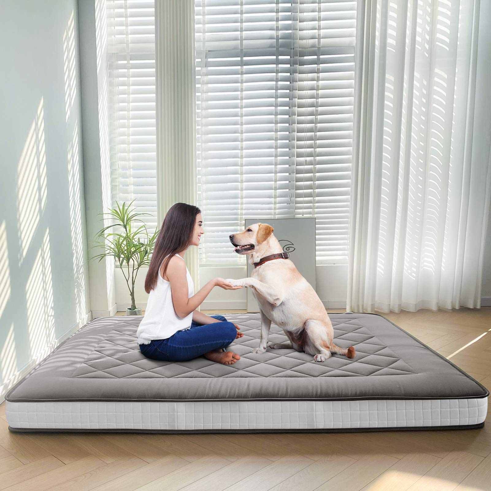MAXYOYO 6-Inch Extra Thick Japanese Futon Mattress - Premium Diamond Quilted Floor Bed for Bedroom, Guest Room & Small Spaces - Dark Grey - Ideal for Apartments, Dorms & Minimalist Living