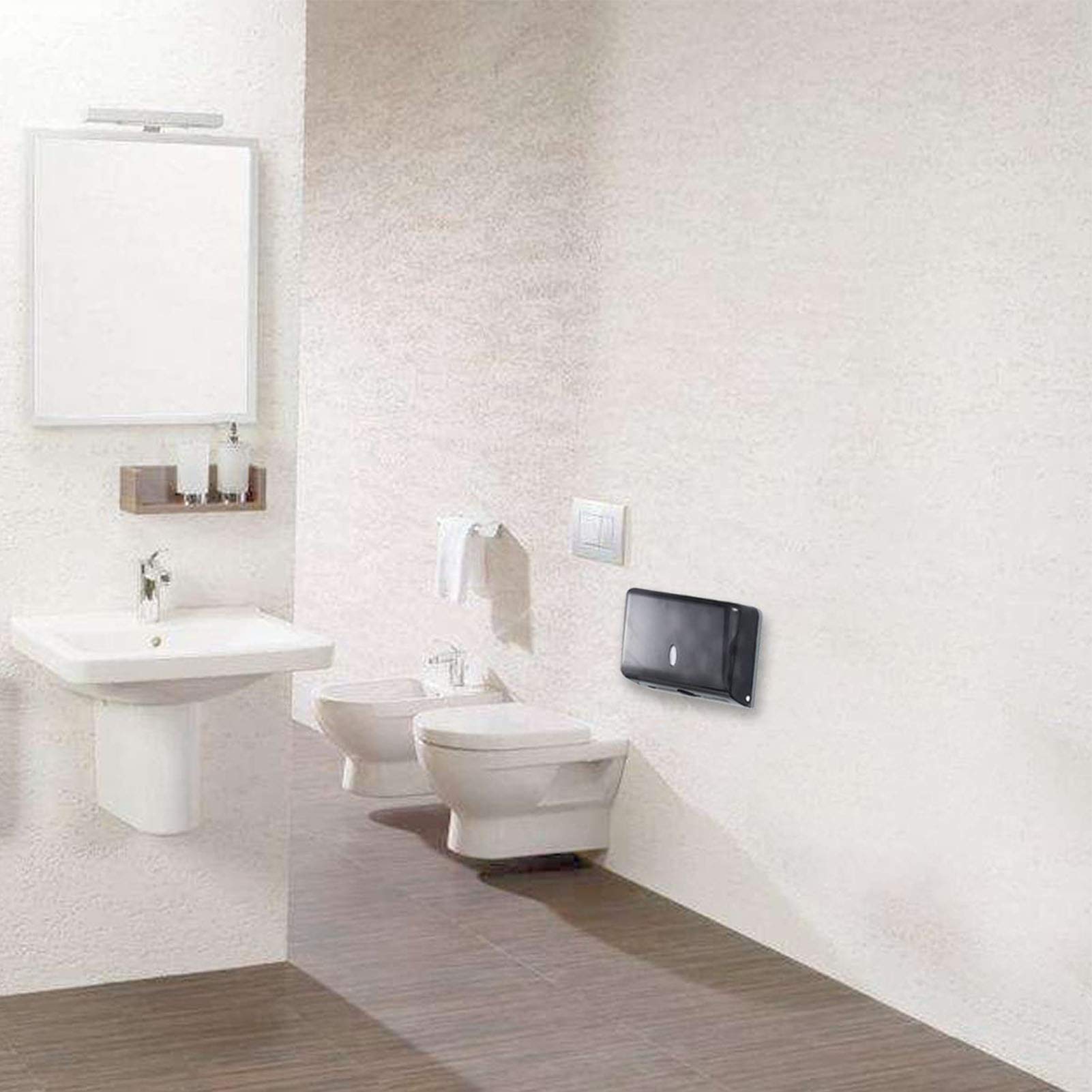 AILELAN Commercial Paper Towel Dispenser - Wall Mount Multifold/C-Fold Toilet Tissue Holder for Kitchen, Restroom & Office - Black (Space-Saving, Hygienic Solution for High-Traffic Areas)