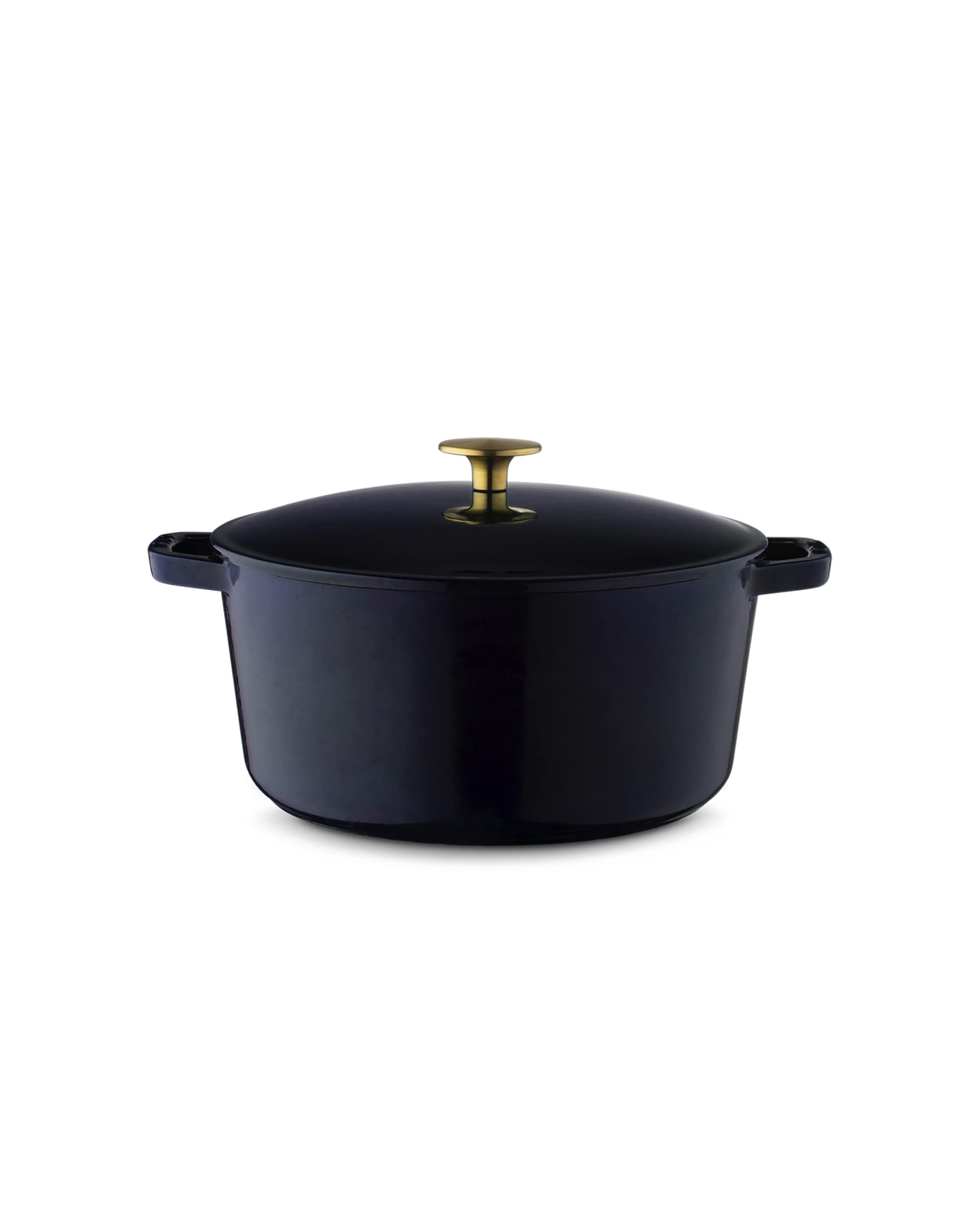 Premium 5.5-Quart Enameled Cast Iron Dutch Oven with Lid – Navy Blue & Gold Knob | Oven & Dishwasher Safe Enamel Coating | Perfect for Braising, Stewing & Baking | Ideal for Soups, Casseroles & Bread Making