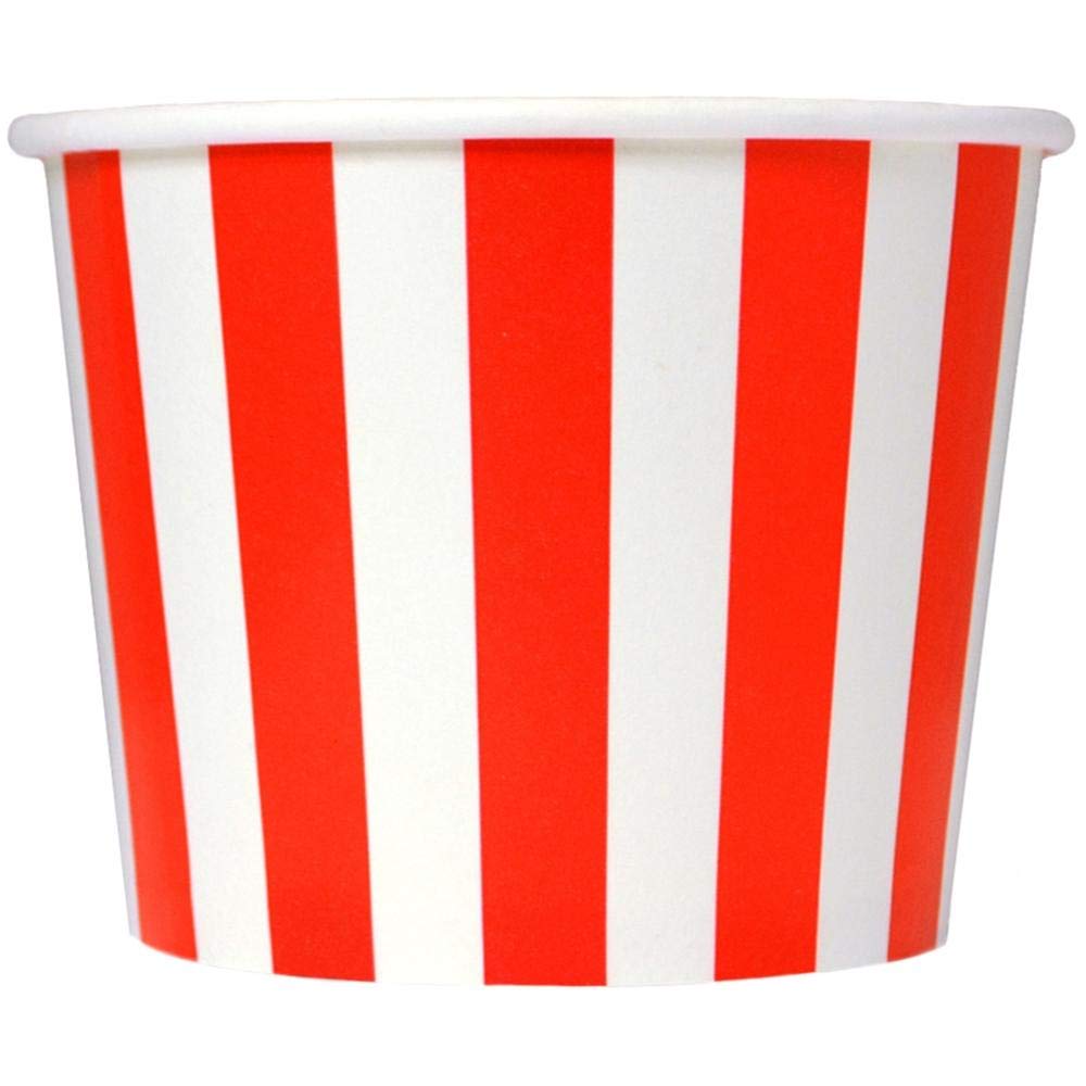 UNIQ 1000-Count 16 oz Red Striped Disposable Paper Ice Cream Bowls | Hot & Cold Food Dessert Bowls for Ice Cream, Frozen Yogurt, Pudding | Perfect for Ice Cream Shops, Parties, Catering & Home Use