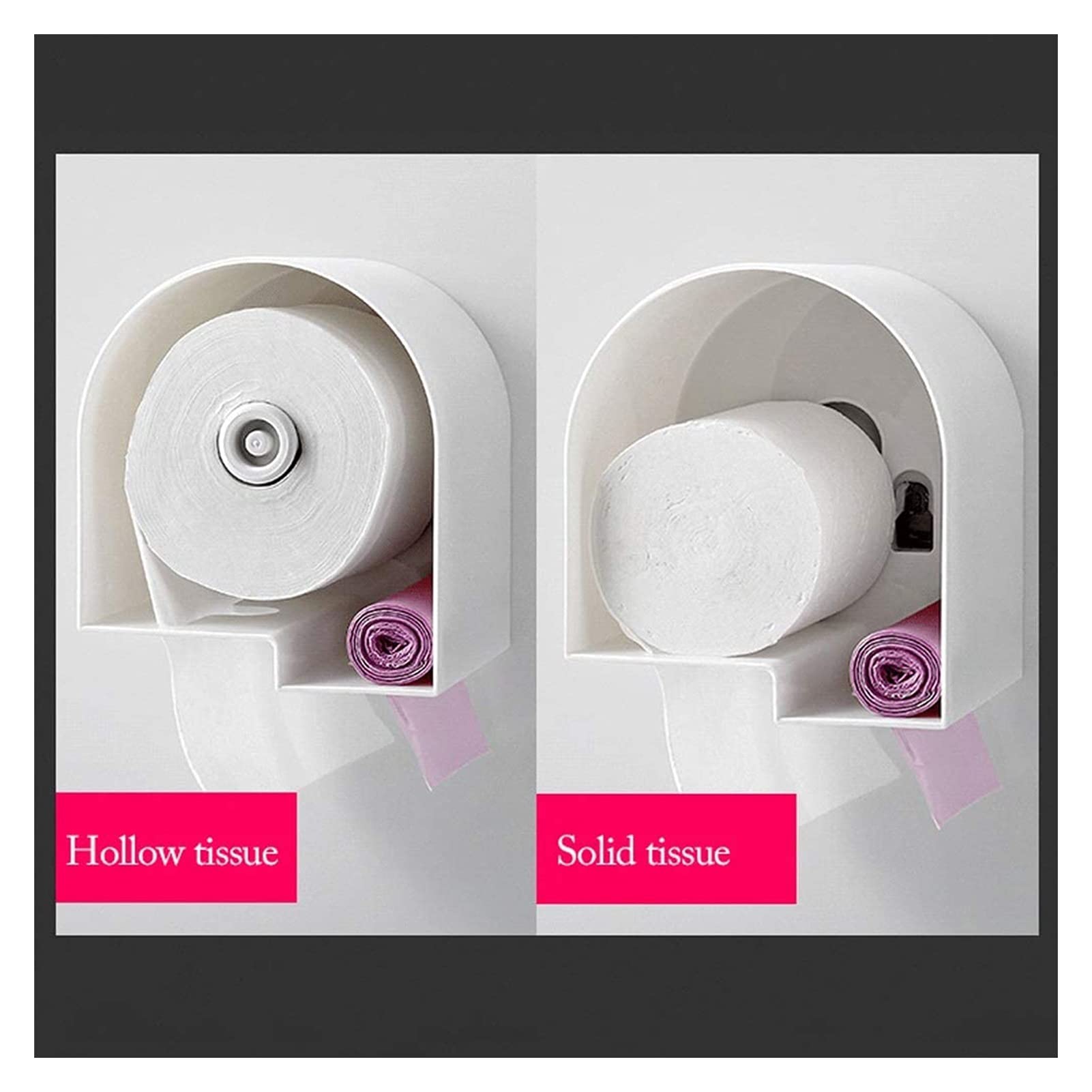 Adhesive Wall Mount Toilet Paper Holder - Translucent White Bathroom Tissue Roll Dispenser for Home, RV & Office | Space-Saving & Durable Design