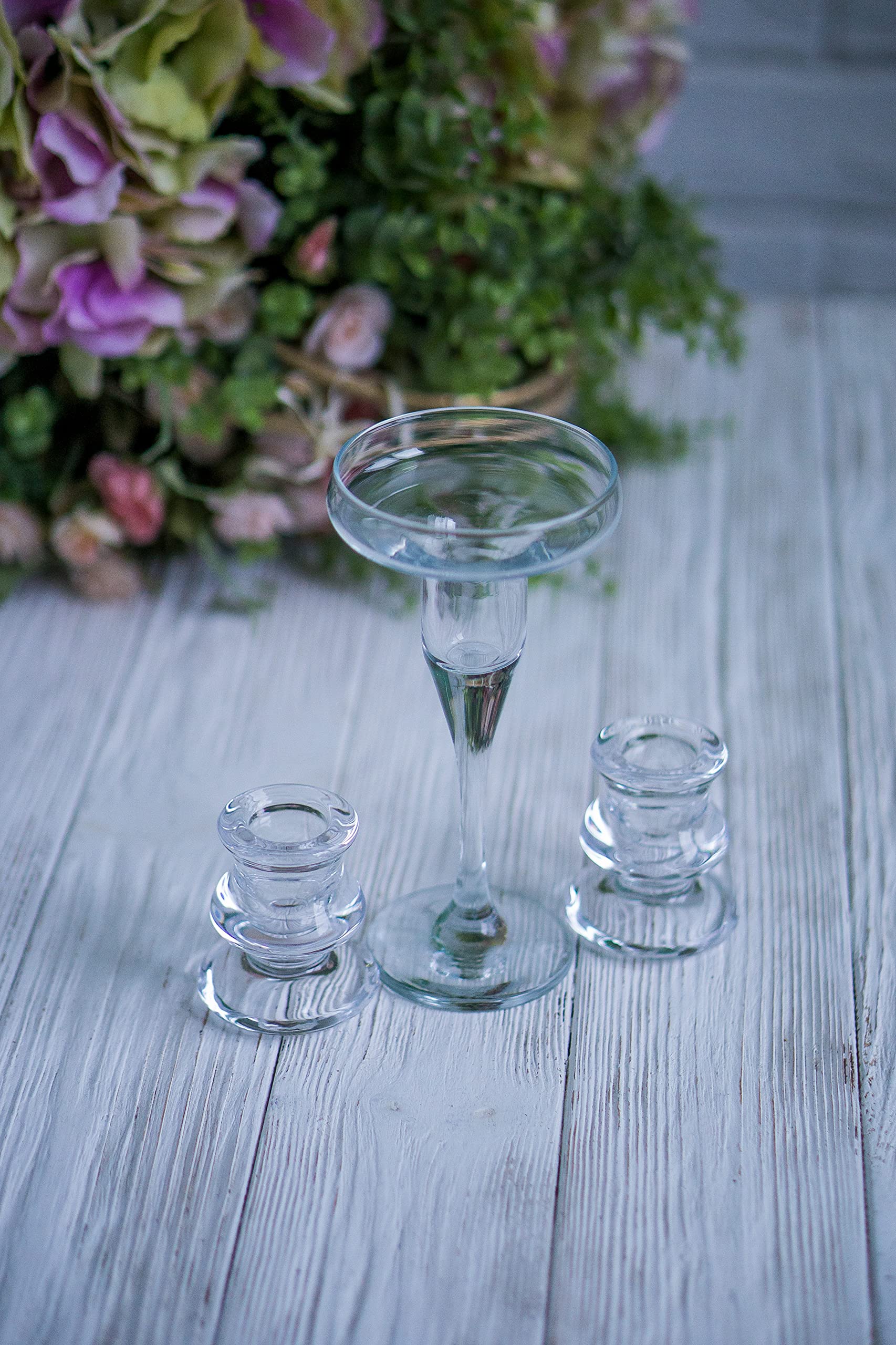 Elegant Unity Candle Holder Set for Wedding Ceremony - Glass Taper & Pillar Candle Holders - Custom Wedding Decor for Unity Ceremony & Romantic Home Decor
