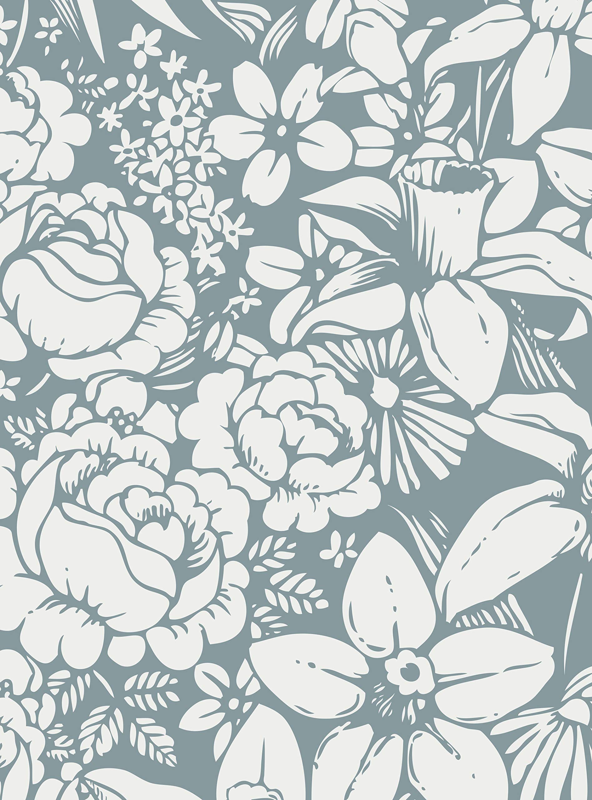 Blue Peel and Stick Flower Land Wallpaper - Simple Shapes Design (2ft x 9ft Single Sheet) - Perfect for Bedroom, Nursery, or Home Office Decoration