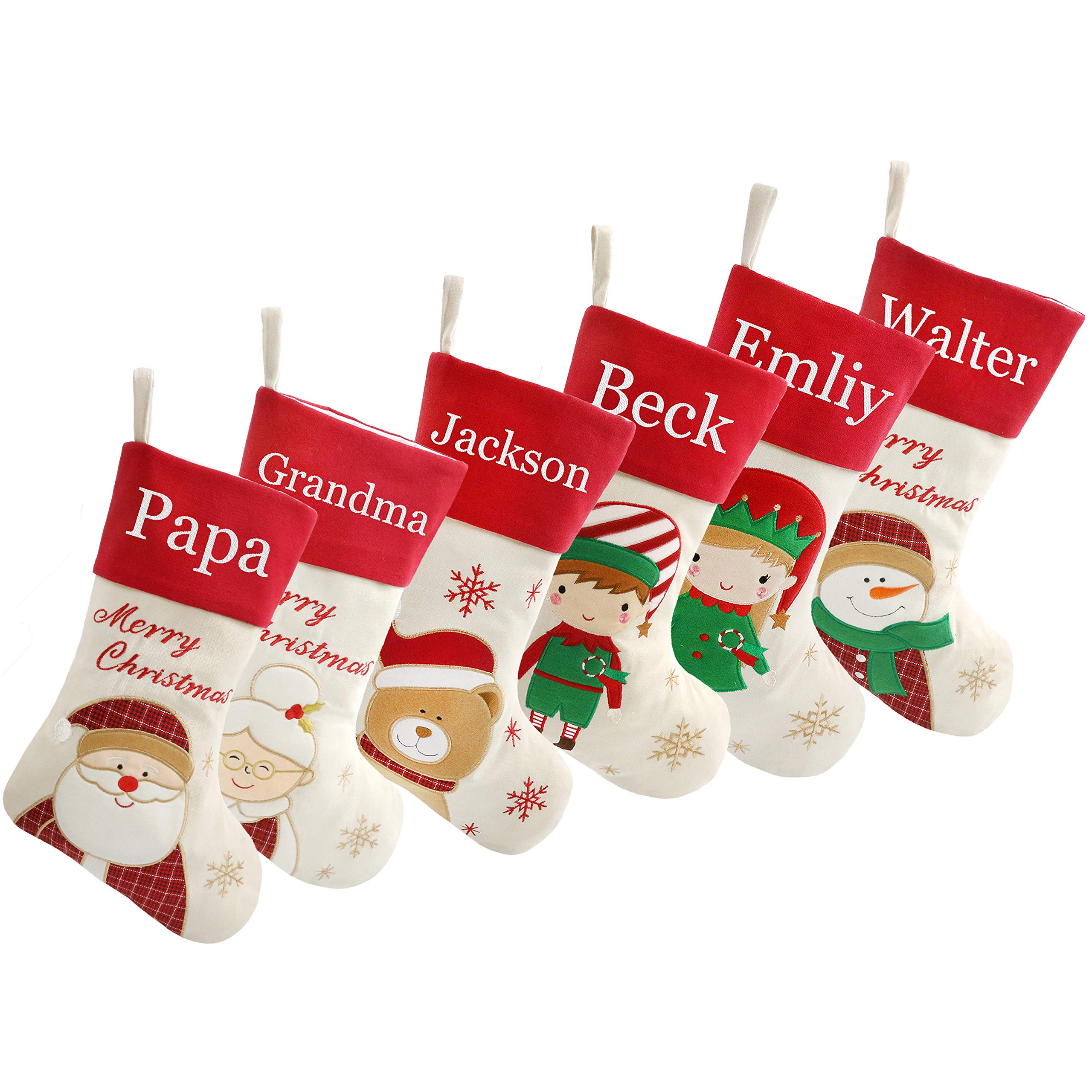Personalized Christmas Stockings 18 Inch - Custom Embroidered Fireplace Hanging Stockings for Family Holiday Decorations - Perfect Christmas Gift for Home Decor (Style 28) - Ideal for Fireplace Mantel, Christmas Tree Decor & Festive Home Styling