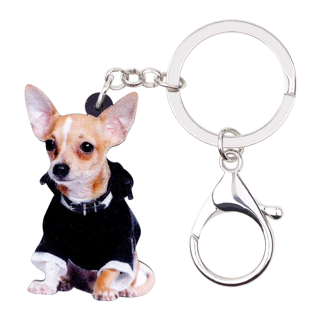 BONSNY Acrylic Chihuahua Keychain - Cute Pet Lover Gift for Bags & Cars