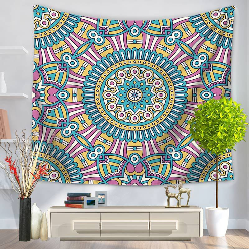 Tapestry Datura Decorative Pattern Hanging Wall Art, Sandy Beach Style Cloth Carpet GT1028 for Living Room, Bedroom, and Boho Home Decor