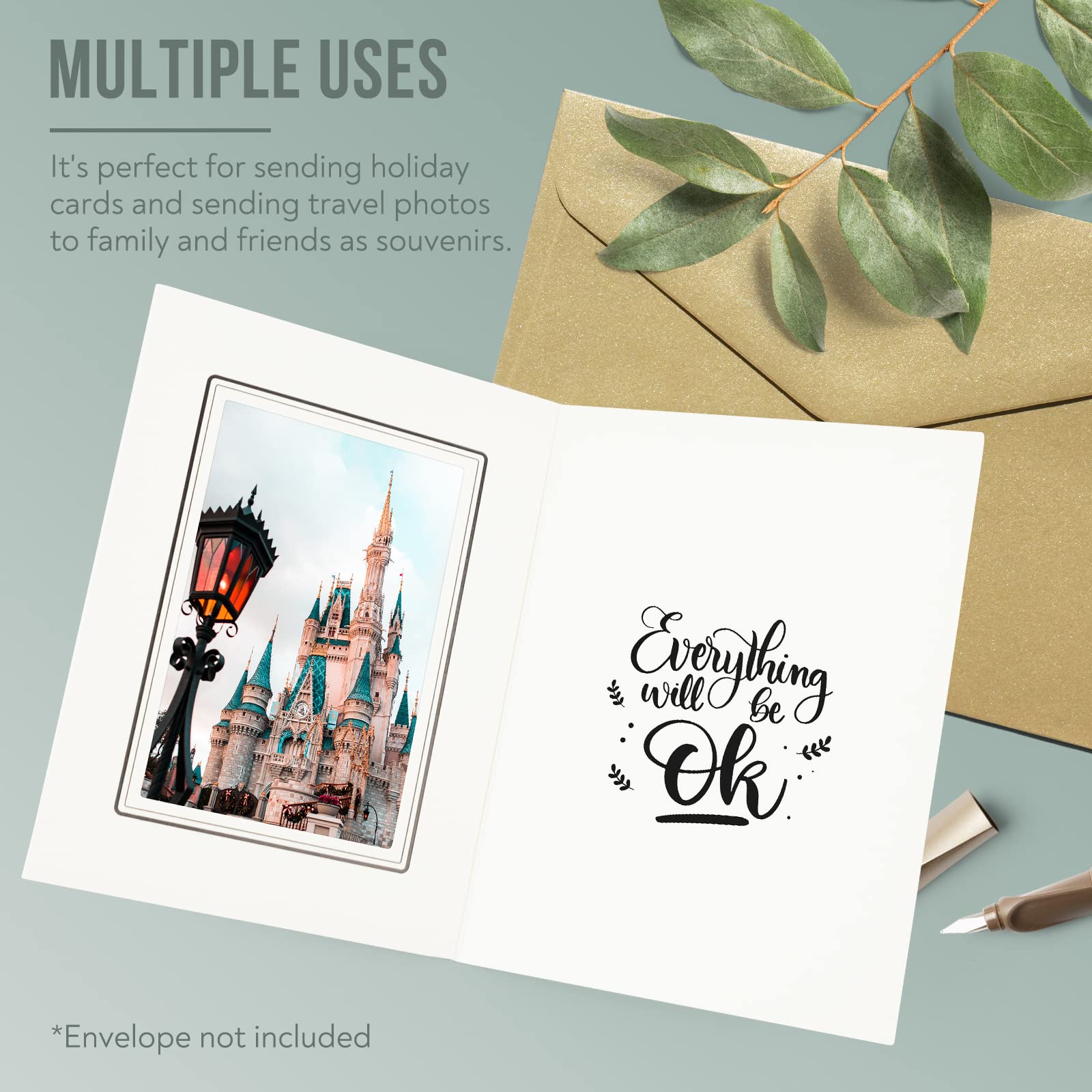 100 Pack 4x6 Photo Folders & Cardboard Picture Frames - Ivory with Black Lining for Portraits, Invitations | Perfect for Graduation, Wedding, Christmas & Special Events | Archival Quality Photo Storage Solution