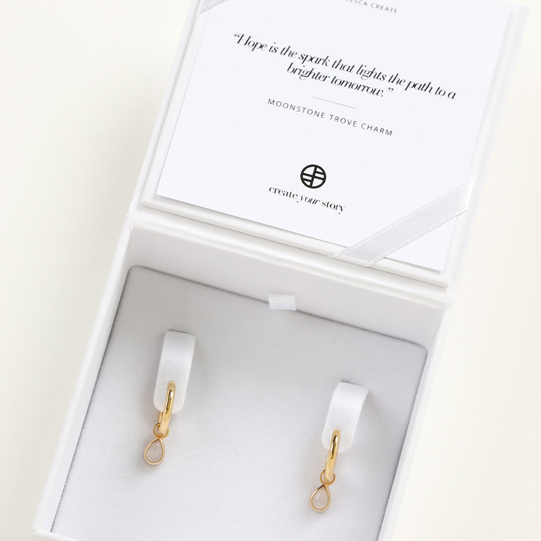 Moonstone Trove Charm Hoops - Elegant Sterling Silver Earrings for Women | Perfect for Boho Chic Style & Everyday Wear