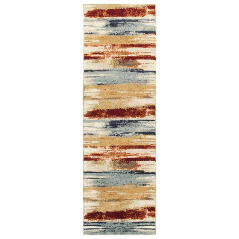 Rothco Abstract Striped Indoor Area Rug - Non-Slip Soft Living Room Carpet Runner for Bedroom, Hallway & Entryway Decor