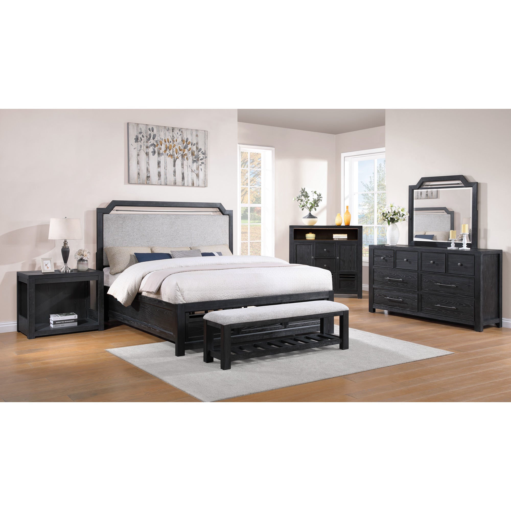 Midnight Valley Dresser - 6 Drawer Wooden Chest for Bedroom Storage | Stylish & Spacious Dresser for Clothes, Bedding & Accessories | Perfect for Home, Dorm & Apartment Organization