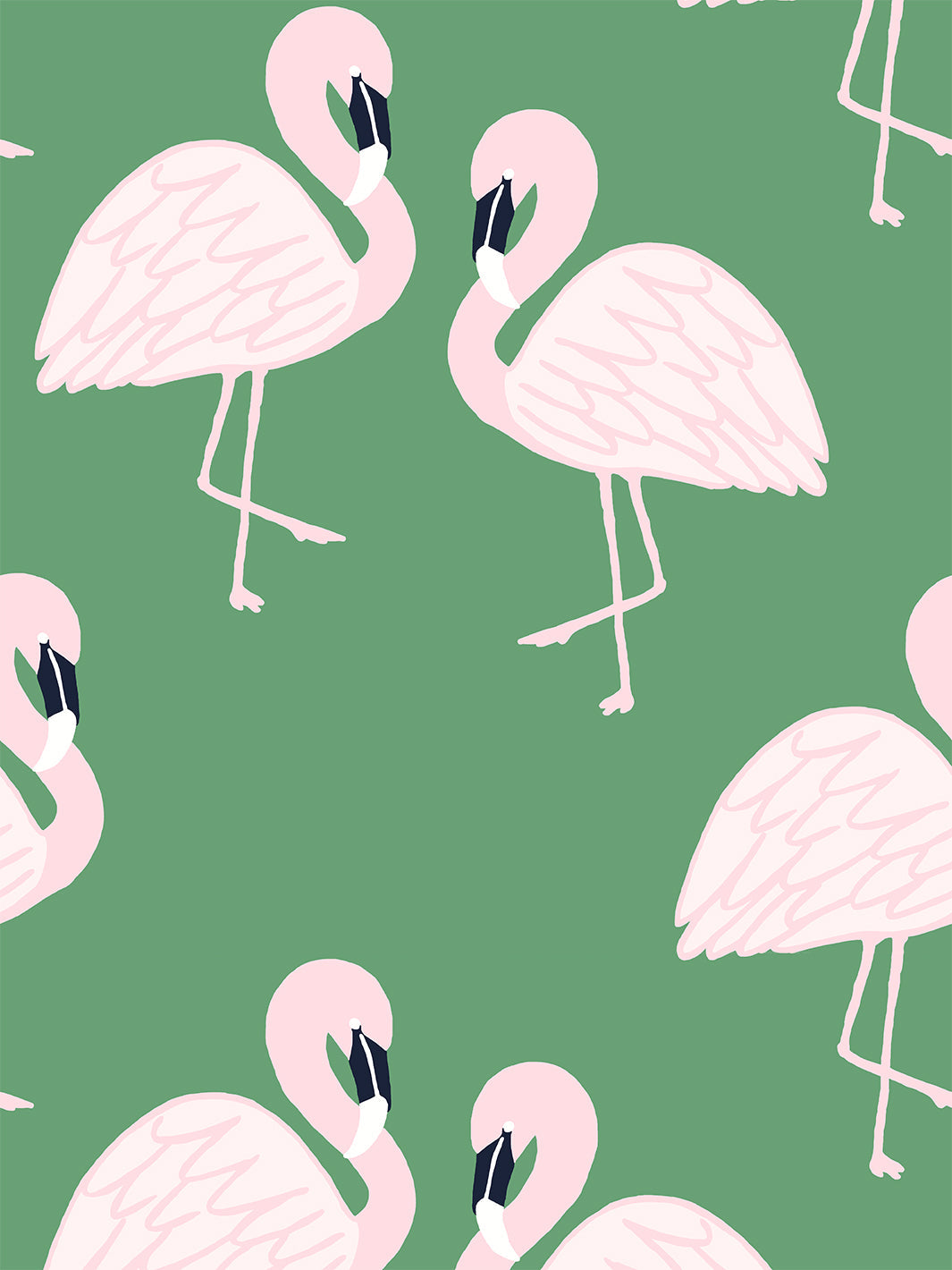 Flamingos Wallpaper by Tea Collection - Tropical Green Peel & Stick Removable Wallpaper for Nursery, Bedroom, Bathroom Decor