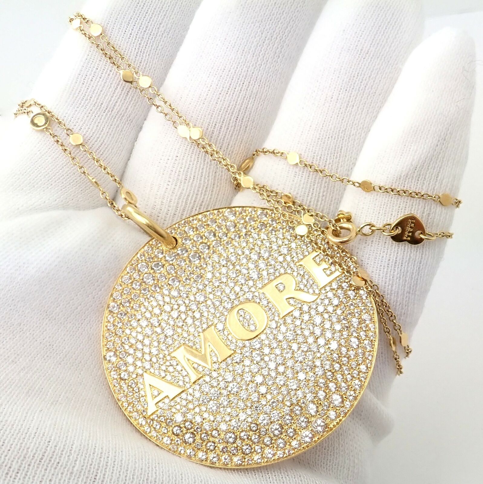 Pasquale Bruni 18k Yellow Gold Extra Large Diamond & Sapphire Amore Pendant Necklace for Women - Elegant Jewelry Gift for Anniversary, Valentine's Day & Special Occasions
