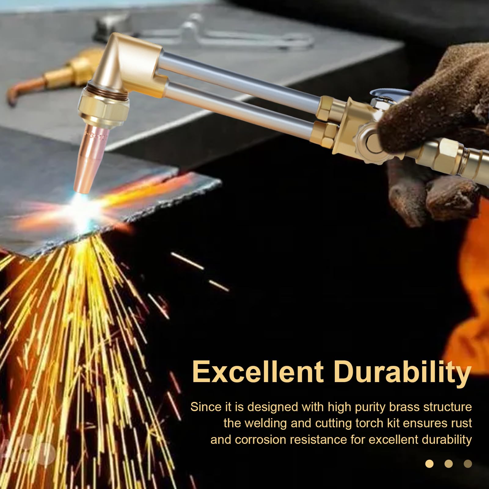 Oxy Acetylene Torch Kit - Professional Portable Oxyacetylene Welding & Cutting Torch Set with Pressure Gauge, Brass Nozzle & Pipe (Gas Cylinder Not Included) - Ideal for Metal Fabrication, HVAC Repair & DIY Welding Projects