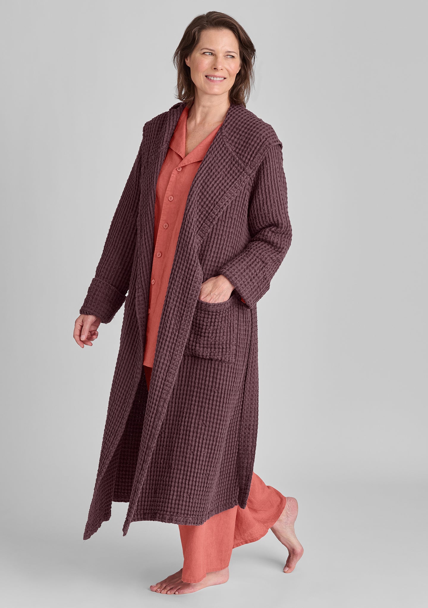 Women's Hooded Linen Robe - Lightweight Summer Wrap Cover Up - Perfect for Beach, Pool, Spa & Lounging at Home