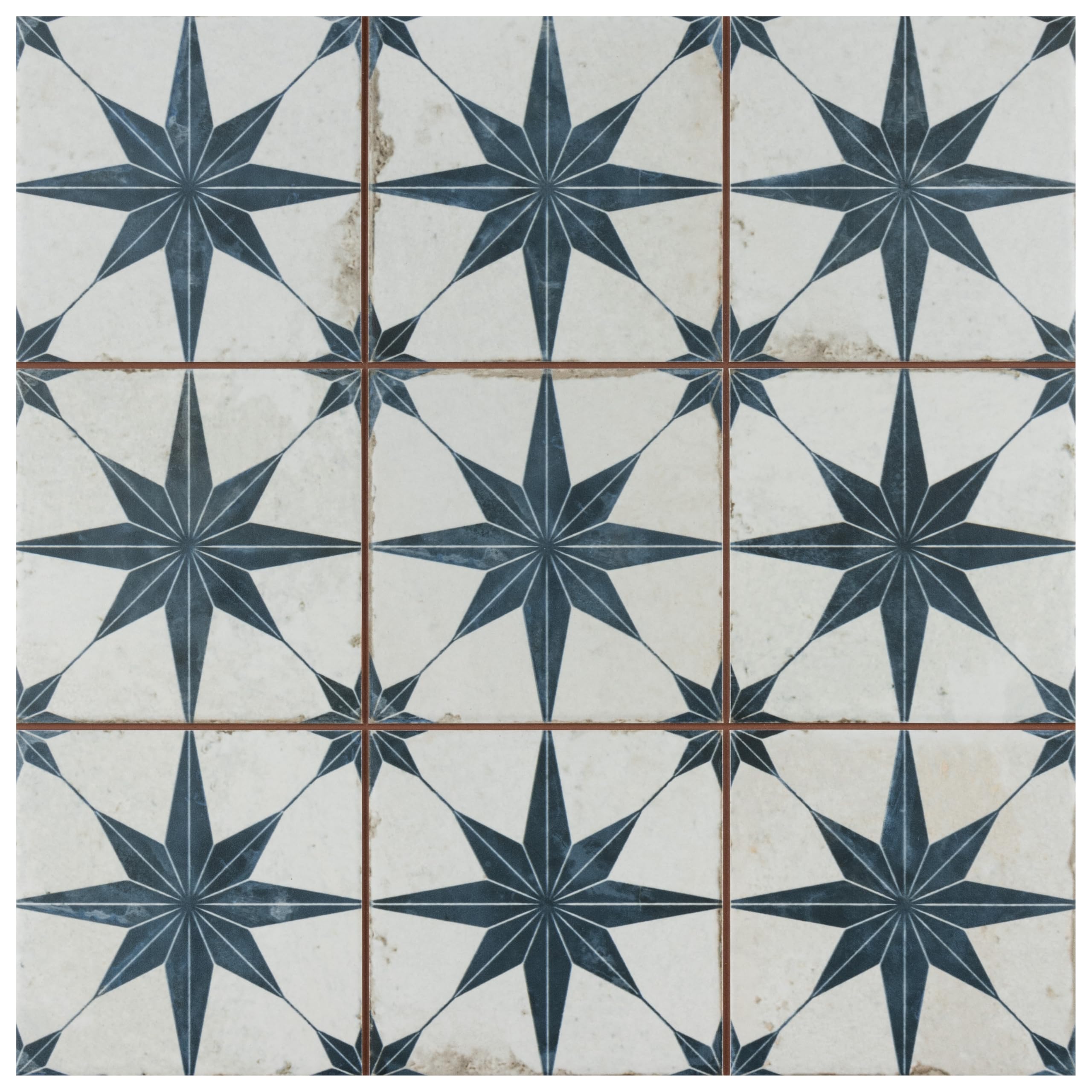 Merola Tile Harmonia Kings Star Blue 13x13 Inch Ceramic Floor & Wall Tile - Perfect for Bathroom, Kitchen Backsplash & Home Decor