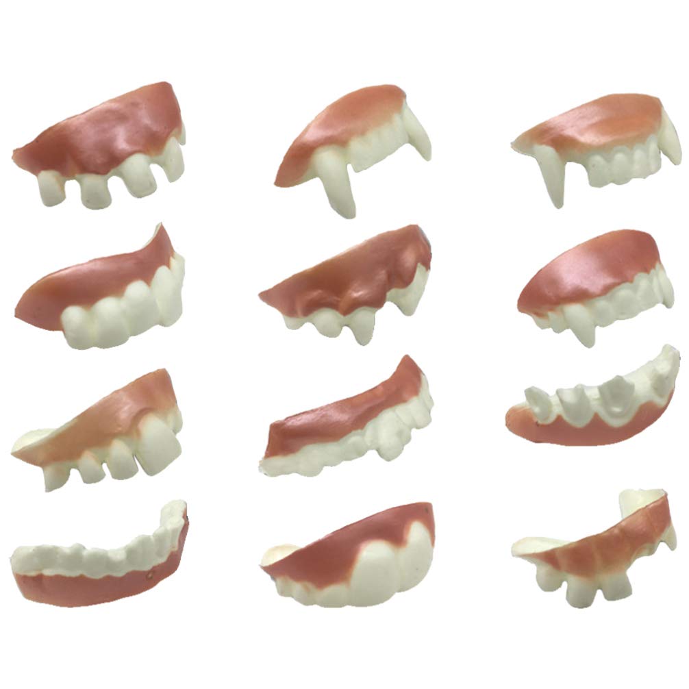 NUOBESTY 24pcs Funny Fake Teeth Set - Vampire Denture Prank Toy for Halloween Costume & Party Favors - Great for Pranks, Cosplay, and Halloween Parties