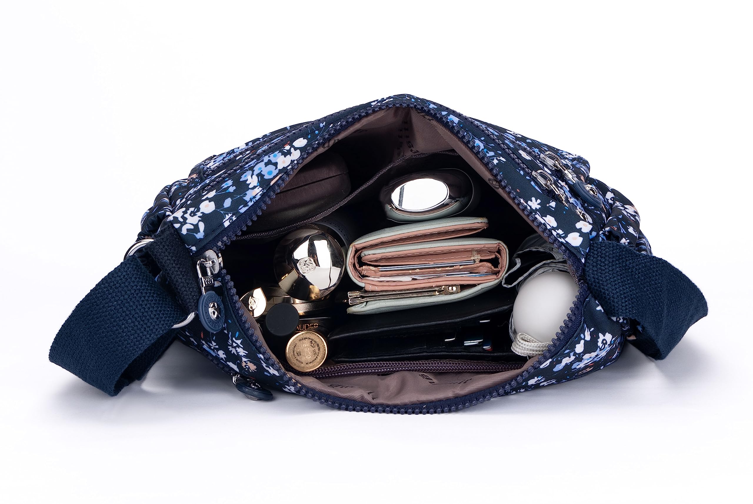 Stylish Nylon Floral Crossbody Bag for Women - Multi-Pocket Shoulder Purse with Adjustable Strap, Perfect for Travel, Shopping & Daily Use