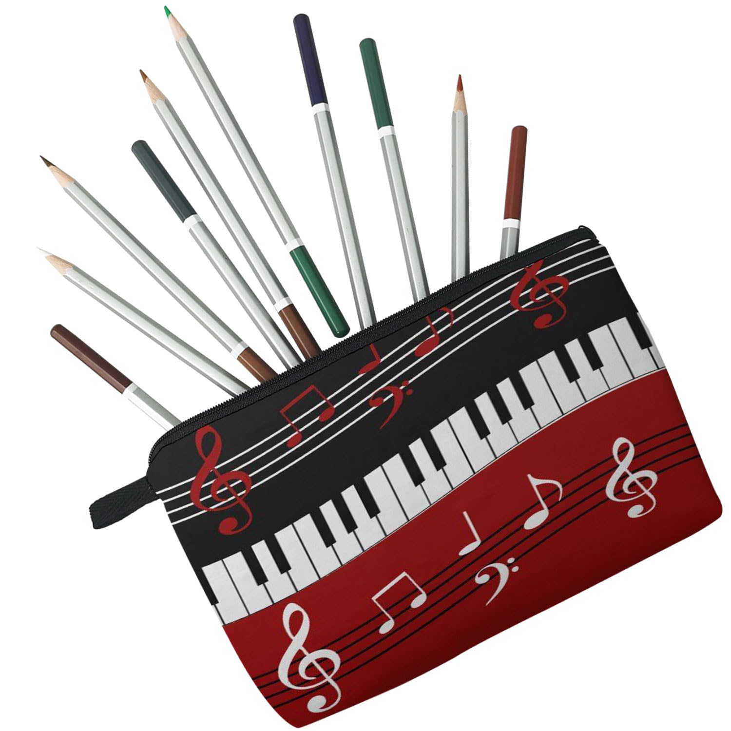 Piano Note Cosmetic Bag - Cute Small Makeup Pouch for Women & Girls | Travel Toiletry Bag with Zipper | Perfect Gift for Music Lovers | Great for Daily Use, Travel, Concerts & Music Events