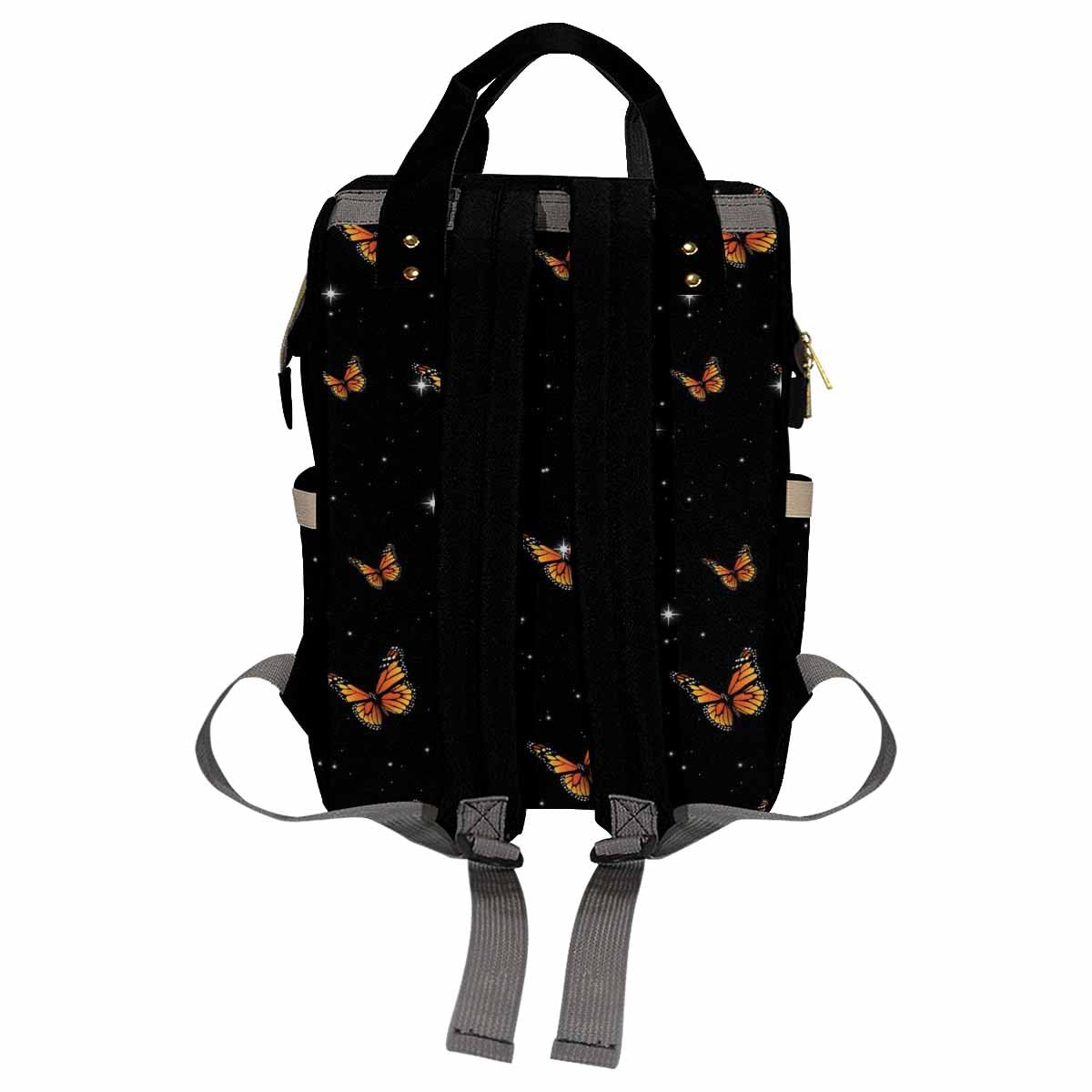 Artsadd Personalized Diaper Backpack - Custom Orange Butterfly Print Nappy Bag for Moms | Waterproof Travel, Camping & Hiking Essentials | Baby Shower Gift & Daily Use