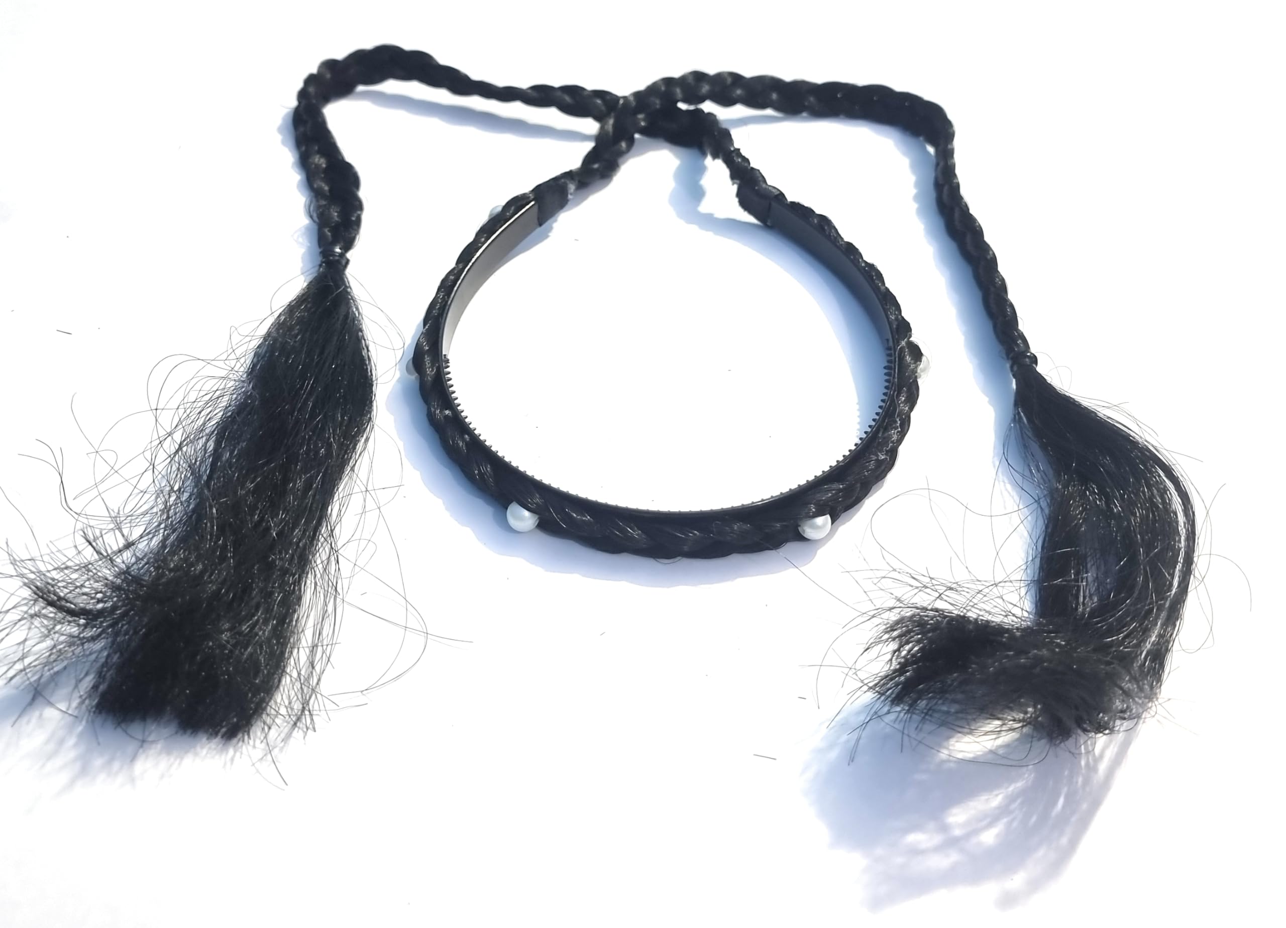 HIMMU'S FASHION HUB Handmade Choti Headband - Braid Covered Plastic Hoop Hair Extension for Women & Girls (Pack of 1) | Perfect for Weddings, Parties, Cosplay and Daily Fashion Accessories