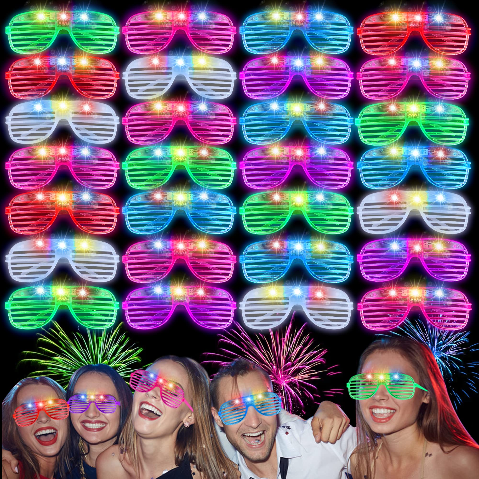 **Stondino 50PCS Halloween LED Light Up Glasses - 6 Color Glow Party Favors, Neon Glow Glasses for Kids & Adults - Perfect for Halloween, Rave, Birthday, Wedding & Dark Party Supplies**    *(Use Scenes: Ideal for Halloween parties, raves, birthdays, weddings, nightclubs, concerts, and glow-in-the-dark events!)*