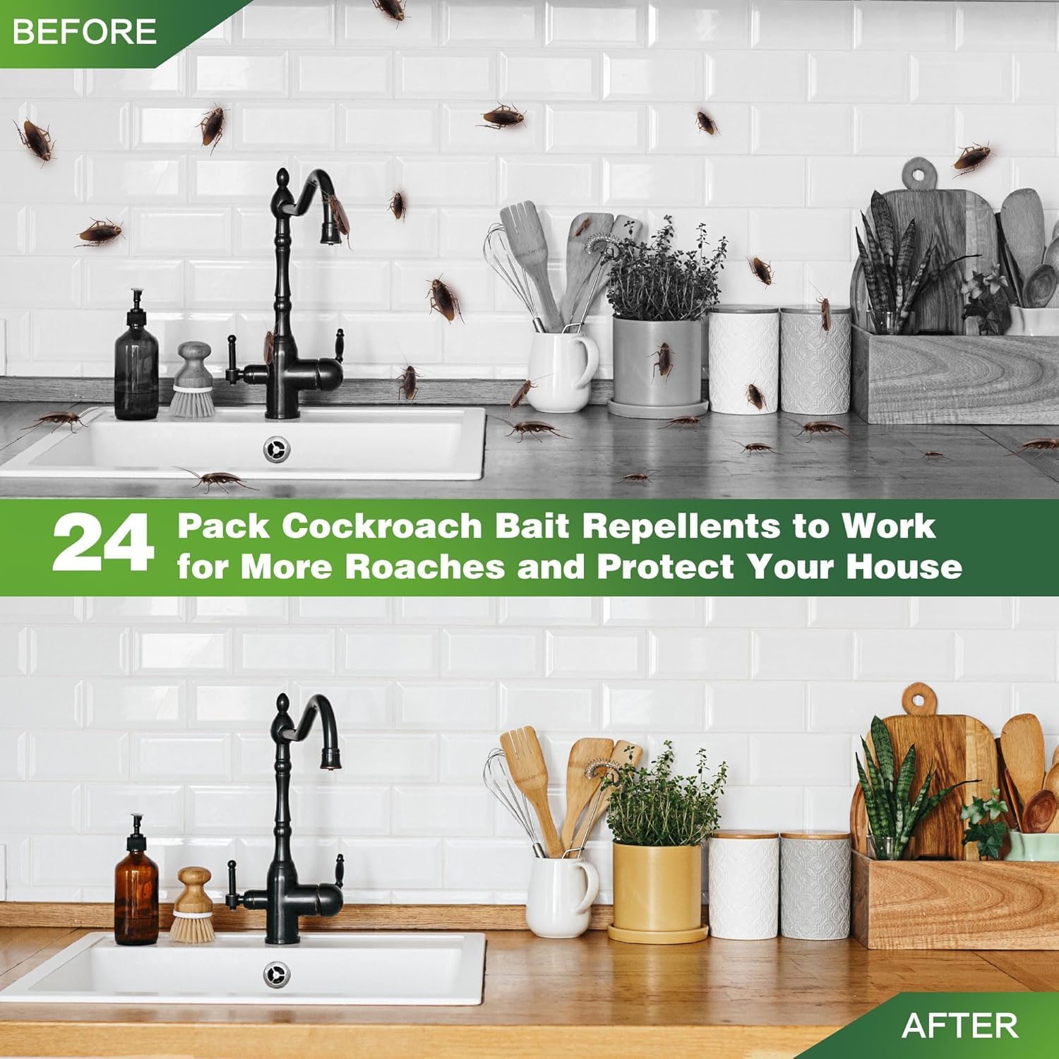 Homly Natural Cockroach Killer Gel - Powerful Roach Repellent for Home & Kitchen | Long-Lasting Pest Control Solution | Safe & Effective Cockroach Elimination (6-Pack) | Ideal for Kitchens, Bathrooms & Basements