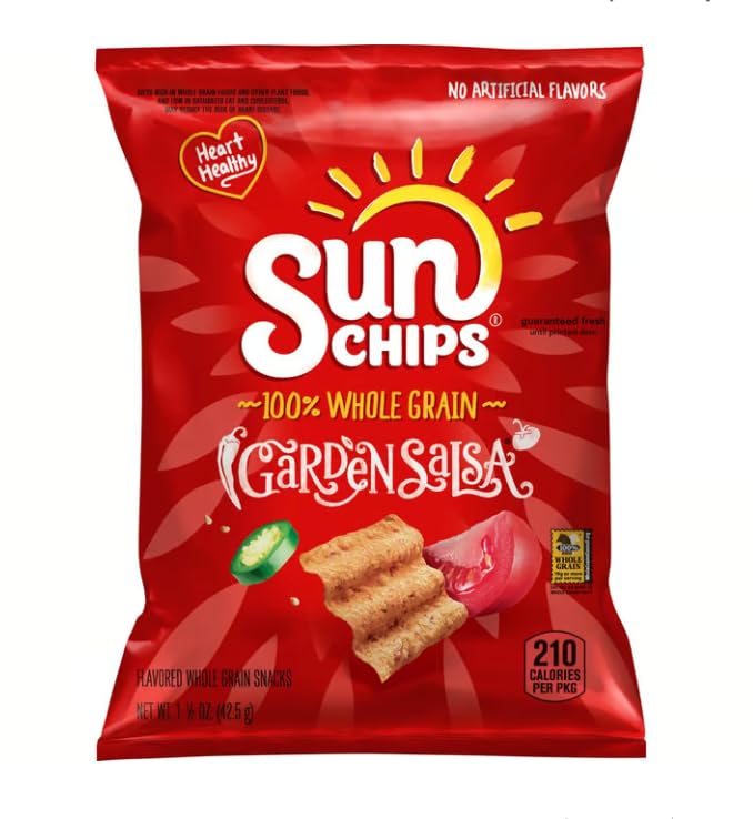 SunChip Garden Salsa Flavored Multigrain Snacks - 1.5oz (Pack of 16) | Healthy Baked Whole Grain Chips | Perfect for Parties, Picnics & On-the-Go Snacking