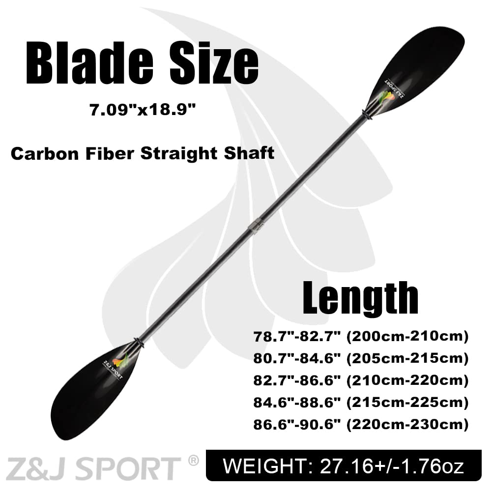 Z&J SPORT Full Carbon Sea Kayak Paddle with Adjustable Length & Paddle Bag - Lightweight Touring Kayak Paddle for Ocean, River, Lake Kayaking | Perfect for Recreational Paddling, Fishing & Water Sports Adventures (SK-I)