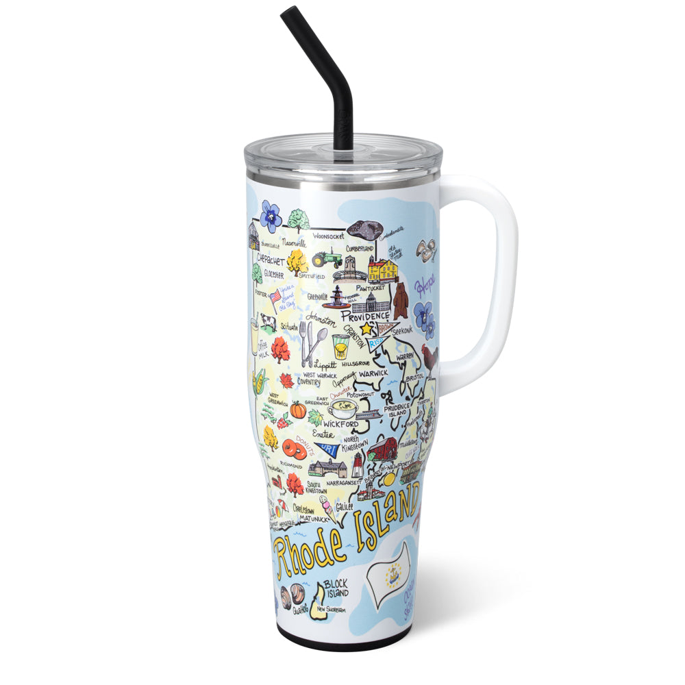 40oz Rhode Island Mega Mug - Large Insulated Travel Tumbler for Coffee, Tea & Cold Drinks - Perfect for Commuting, Camping & Office Use