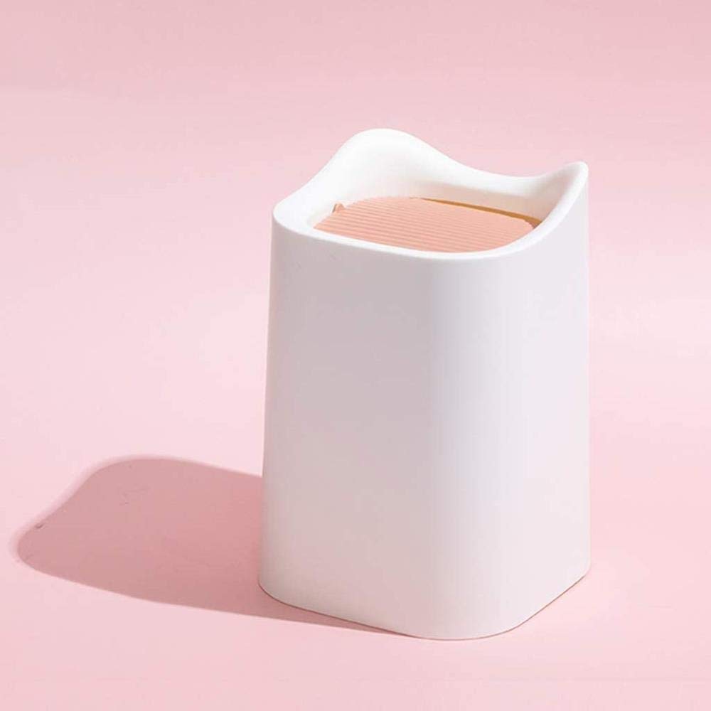 Mini White Desktop Trash Can with Lid - Cute Small Bedside Garbage Bin for Bedroom, Office & Home Storage | Stylish & Space-Saving Waste Basket for Girls, Dorm, Bathroom & Workspace