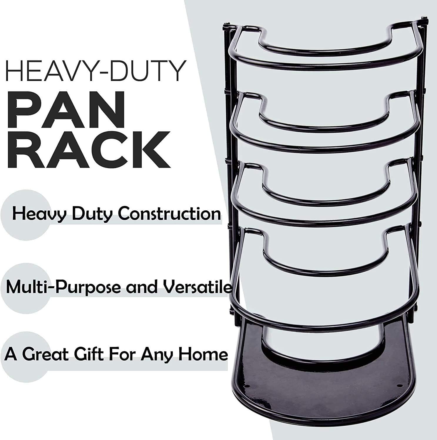 Large Black Coated Steel Plate Rack - Rust-Resistant Dish Stand & Lid Holder for Kitchen Cabinet Storage | Organize Pots, Pans & Utensils in Style