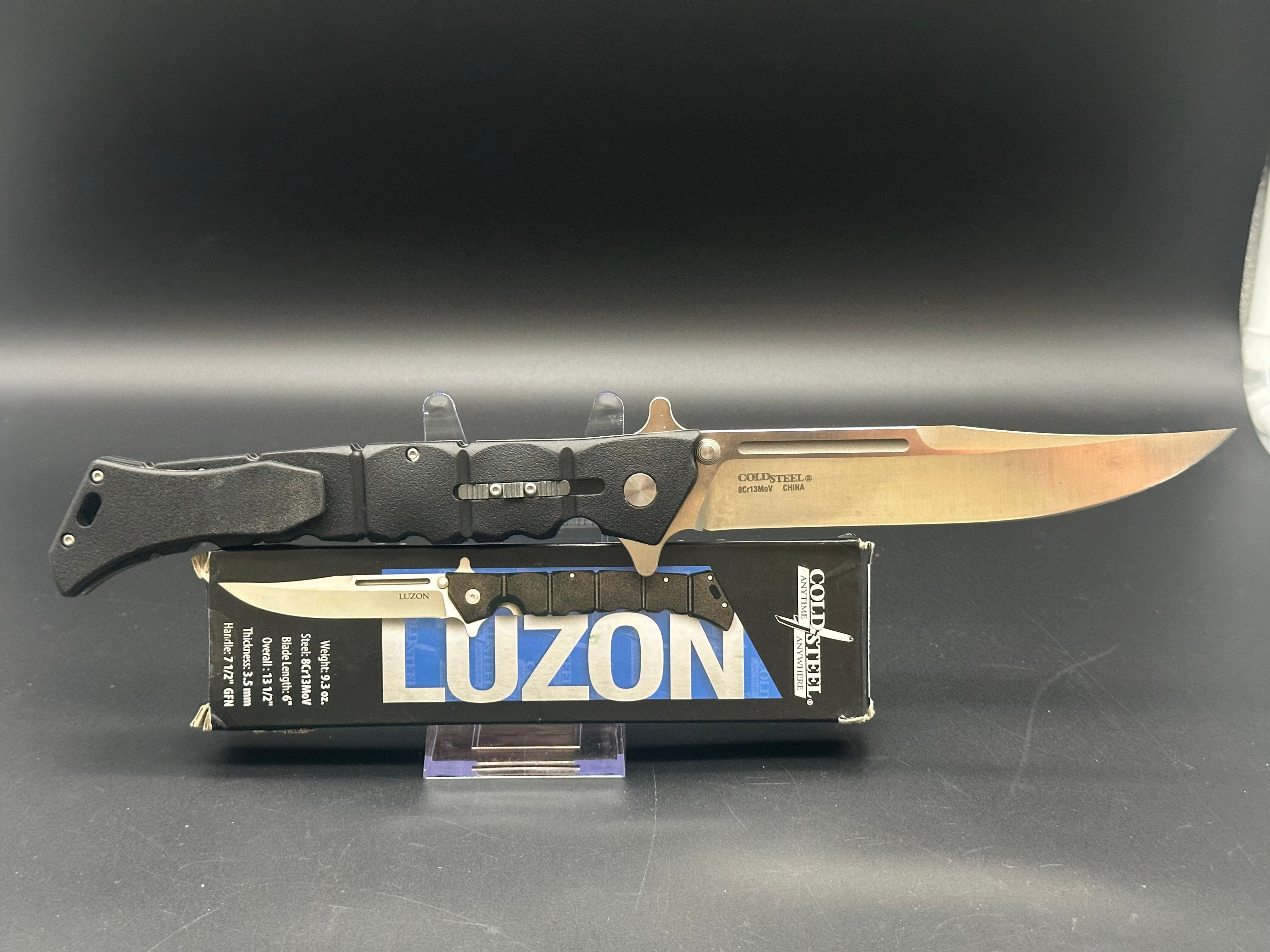 Cold Steel Large Luzon Flipper Pocket Knife - Plain Edge Tactical Folding Knife for Outdoor, Camping, Hunting & Everyday Carry (EDC)