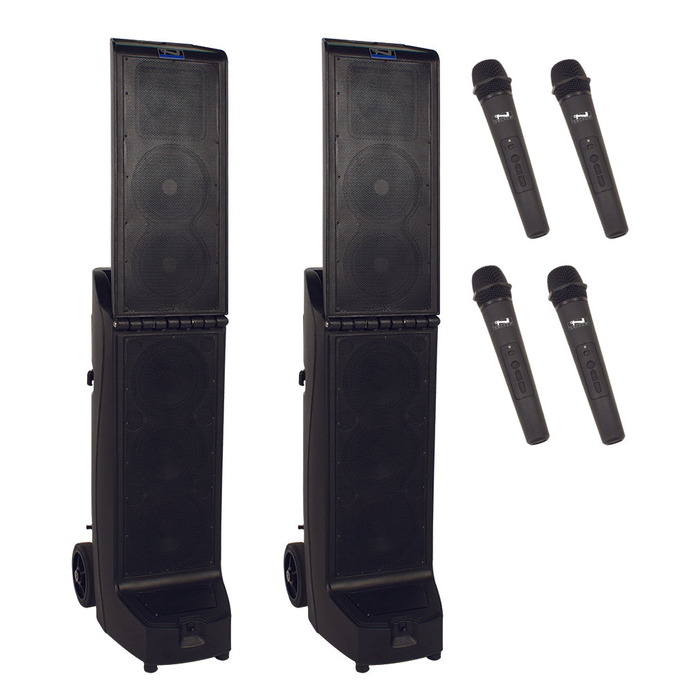 Anchor Audio Bigfoot Pair (XU4,R) Anchor Air Wireless PA System with 4 Microphones - Perfect for Outdoor Events, Weddings, and Public Speaking
