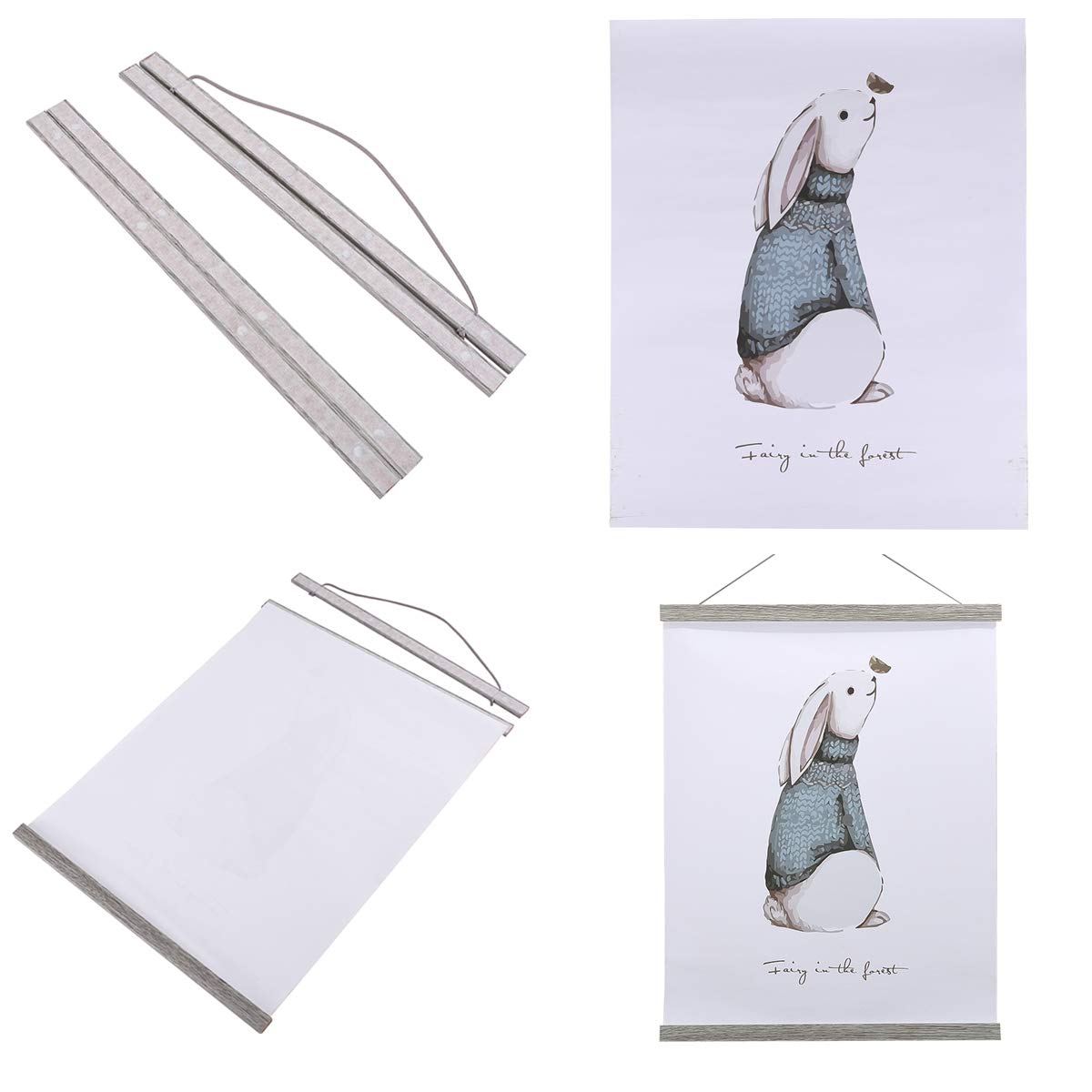 Artmag Magnetic Poster Hanger Frame - 11x14 & 11x17 Light Wood Wooden Magnet Canvas Artwork Display - Easy Hanging Kit for Posters, Prints & Art (Grey, 11 Inch) - Perfect for Home Decor, Office & Gallery Wall Displays