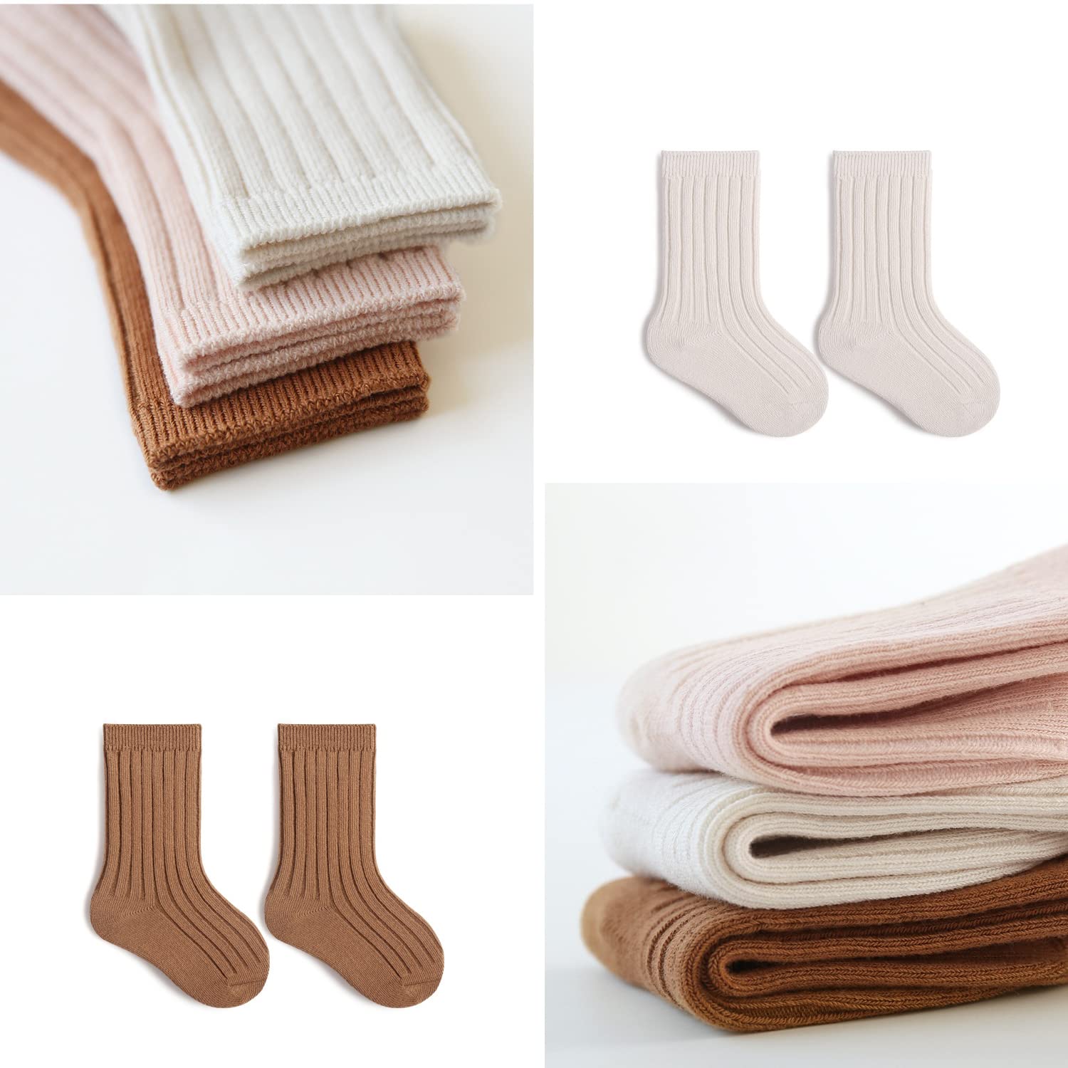 FYLuoke Baby Girls & Boys Cotton Crew Socks - 6-Pack Soft Non-Skid Infant Ankle Socks for Toddlers (0-24 Months) - Perfect for Playtime, Daycare & Everyday Comfort