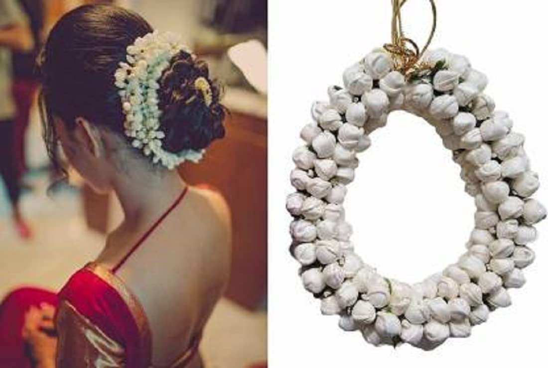 Elegant White Wedding Hair Gajra - Stylish Bridal Hair Accessories for Indian Weddings, Boho Bridal Shower & Special Occasions