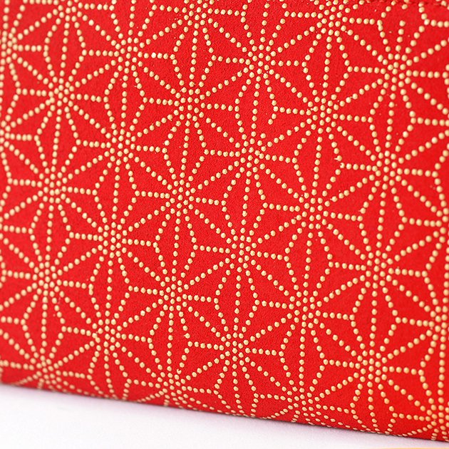 Premium Japanese Deerskin Leather Long Wallet with Urushi Lacquer & Asanoha Hemp Leaf Pattern - Red | Handcrafted in Japan | Stylish & Durable for Everyday Use, Travel & Business