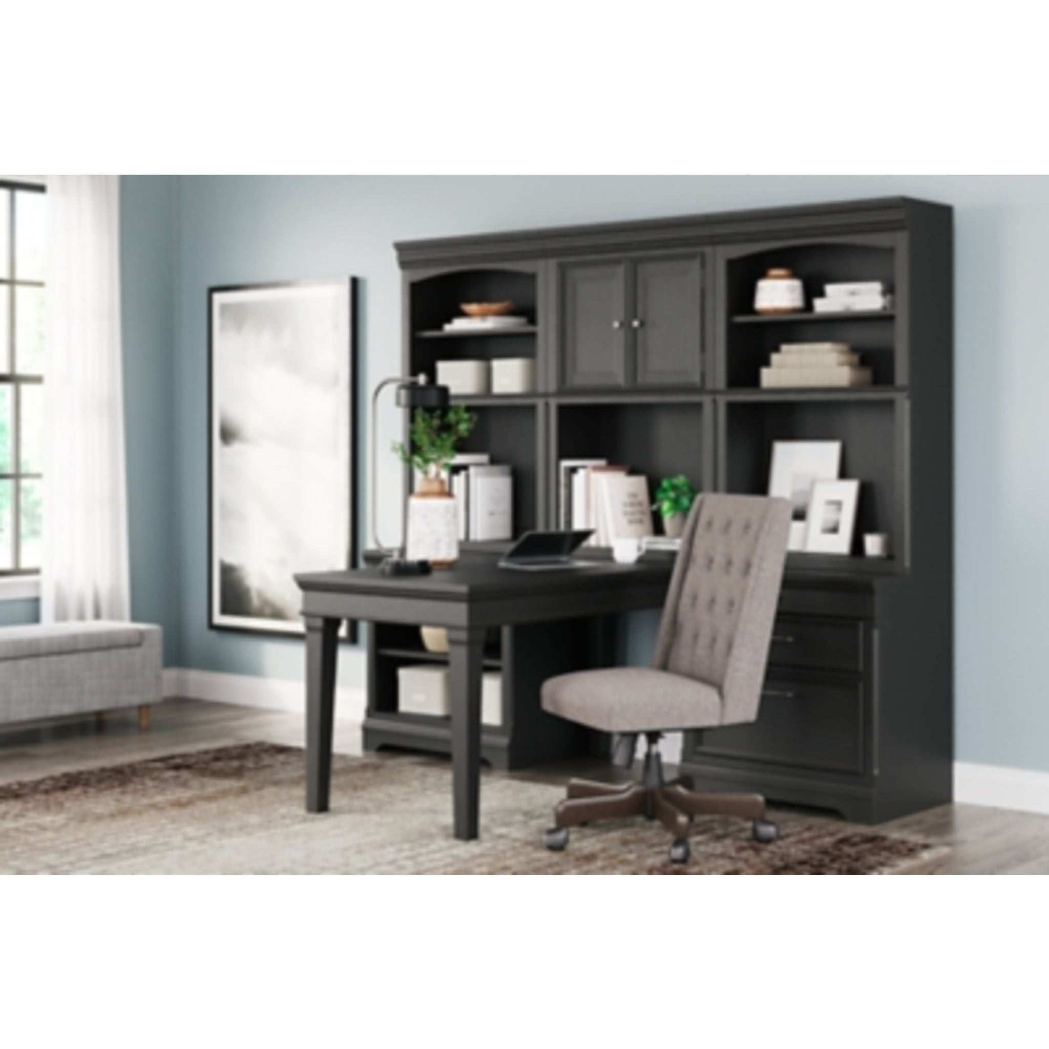 Beckincreek 6-Piece Black Home Office Furniture Set - Desk, Chair & Storage for Modern Workspace & Study Room