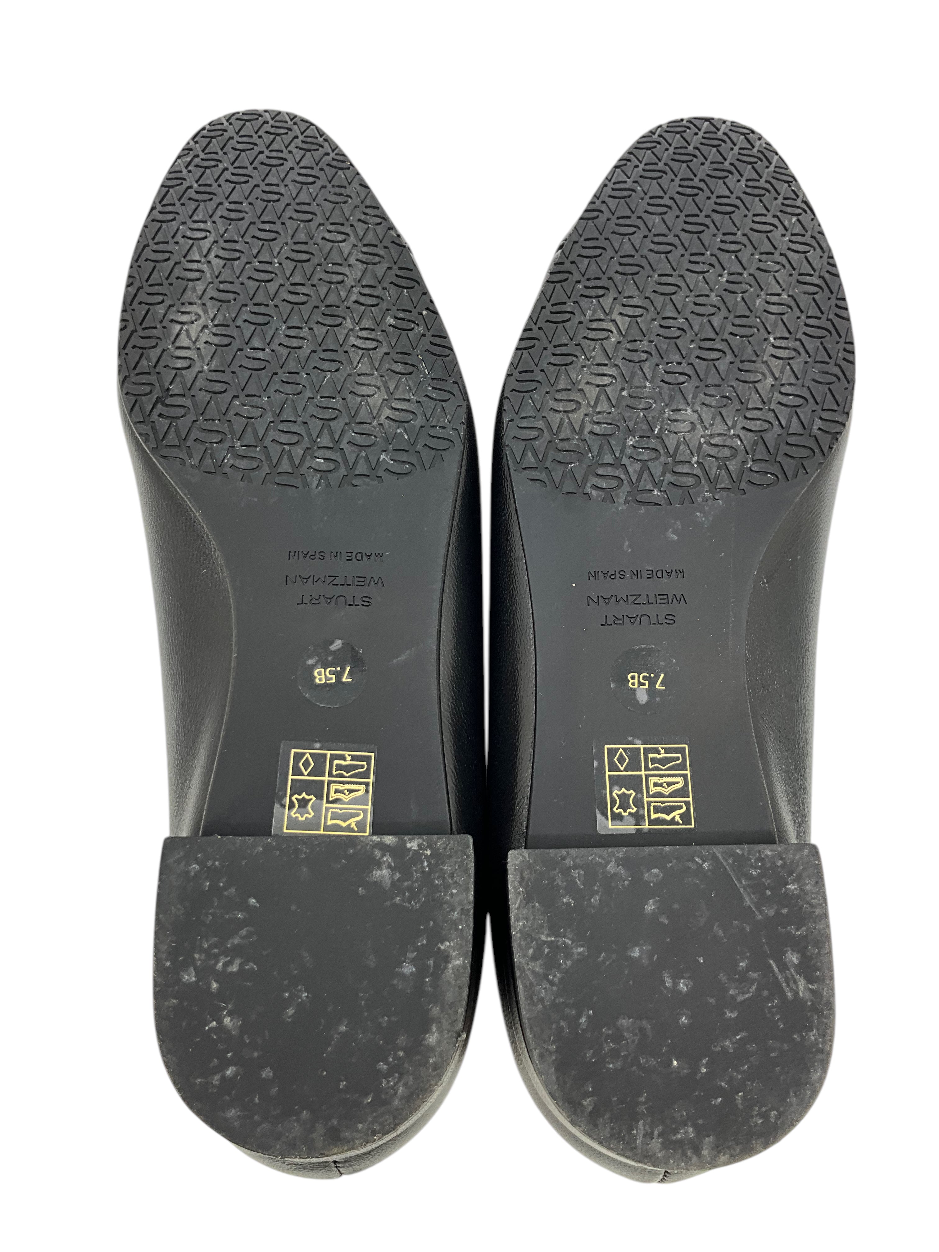 Stuart Weitzman Women's Sleek Mixed Leather Ballerina Flats - Comfortable & Stylish Ballet Shoes for Work, Travel & Everyday Wear (Available in Multiple Sizes)