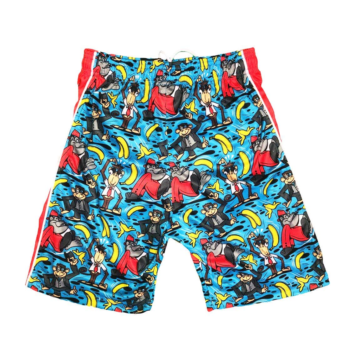 Flow Society Boys' Monkey Print Athletic Shorts - Breathable Gym Shorts for Kids - Perfect for Running, Basketball & Playtime