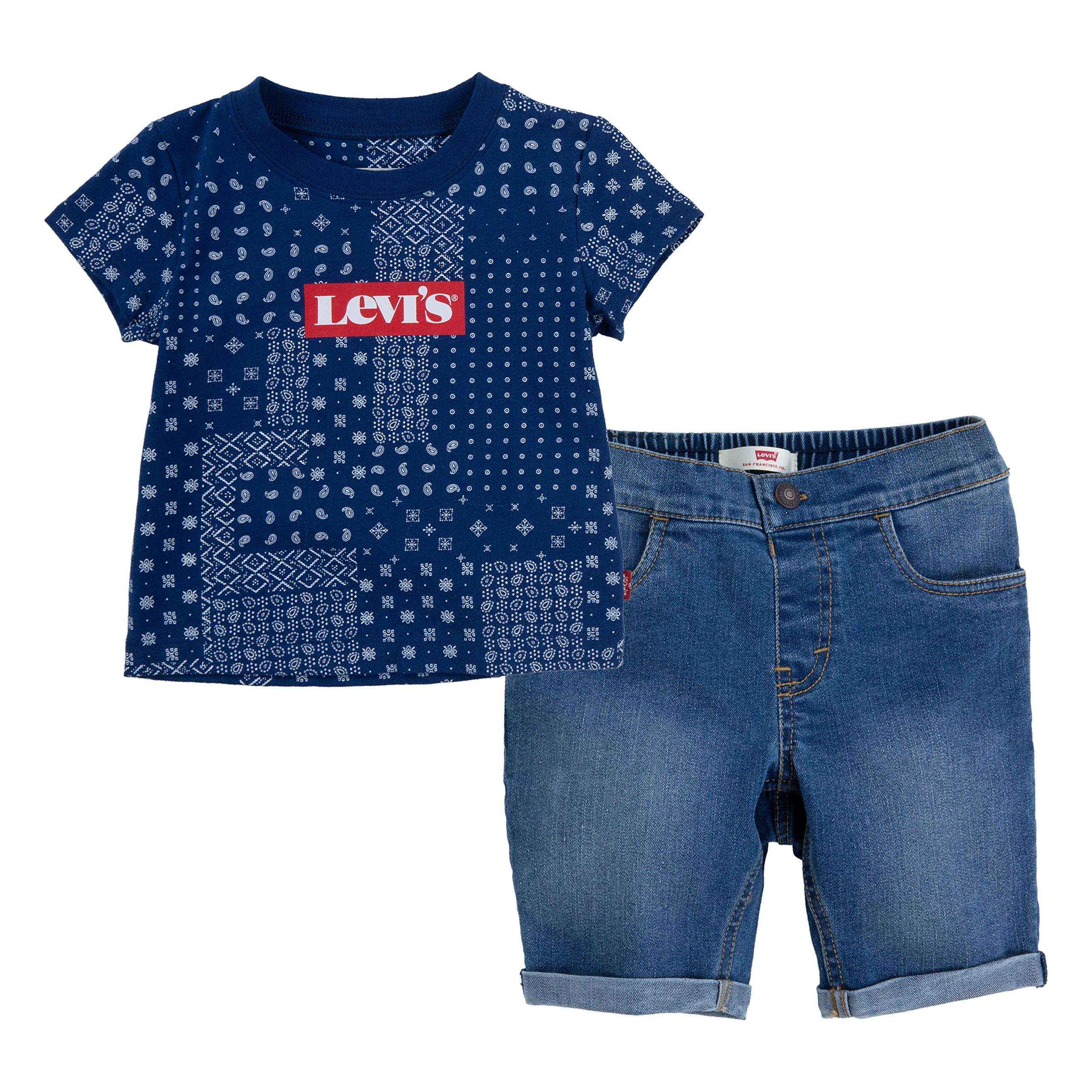 Levi's Baby Boys Graphic T-Shirt and Shorts 2-Piece Outfit Set | Cute Cotton Casual Playwear for Toddlers | Perfect for Playdates, Daycare & Summer Adventures