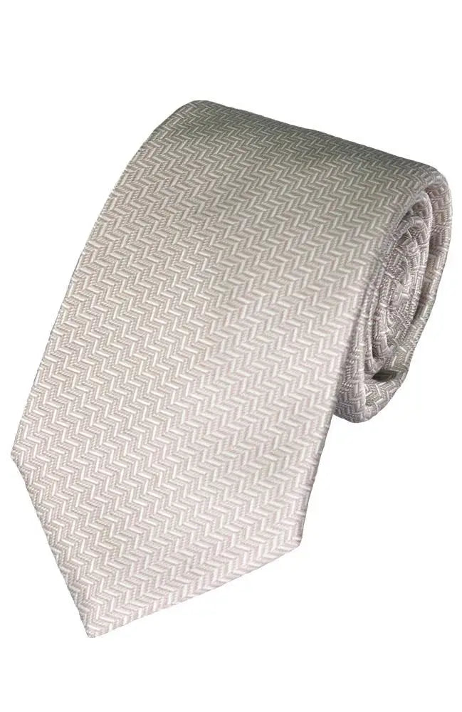 L.A. Smith Chevron Pattern Champagne Silk Tie for Men - Elegant Necktie for Weddings, Business Meetings & Formal Occasions