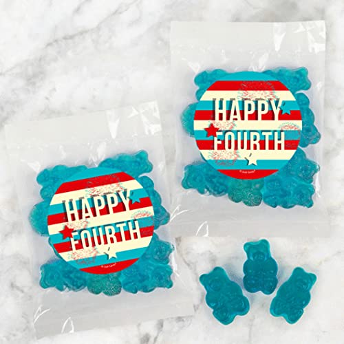 4th of July Patriotic Candy Bags with Gummy Bears - Red White & Blue Independence Day Party Favors - Perfect for BBQs, Parades & Firework Celebrations